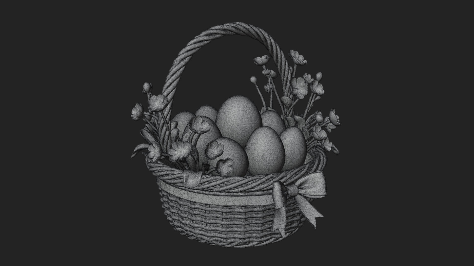 Easter Egg in Basket Ornament Design 6 3D Print Model 3D Model