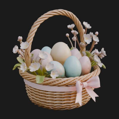 Easter Egg in Basket Ornament Design 6 3D Print Model