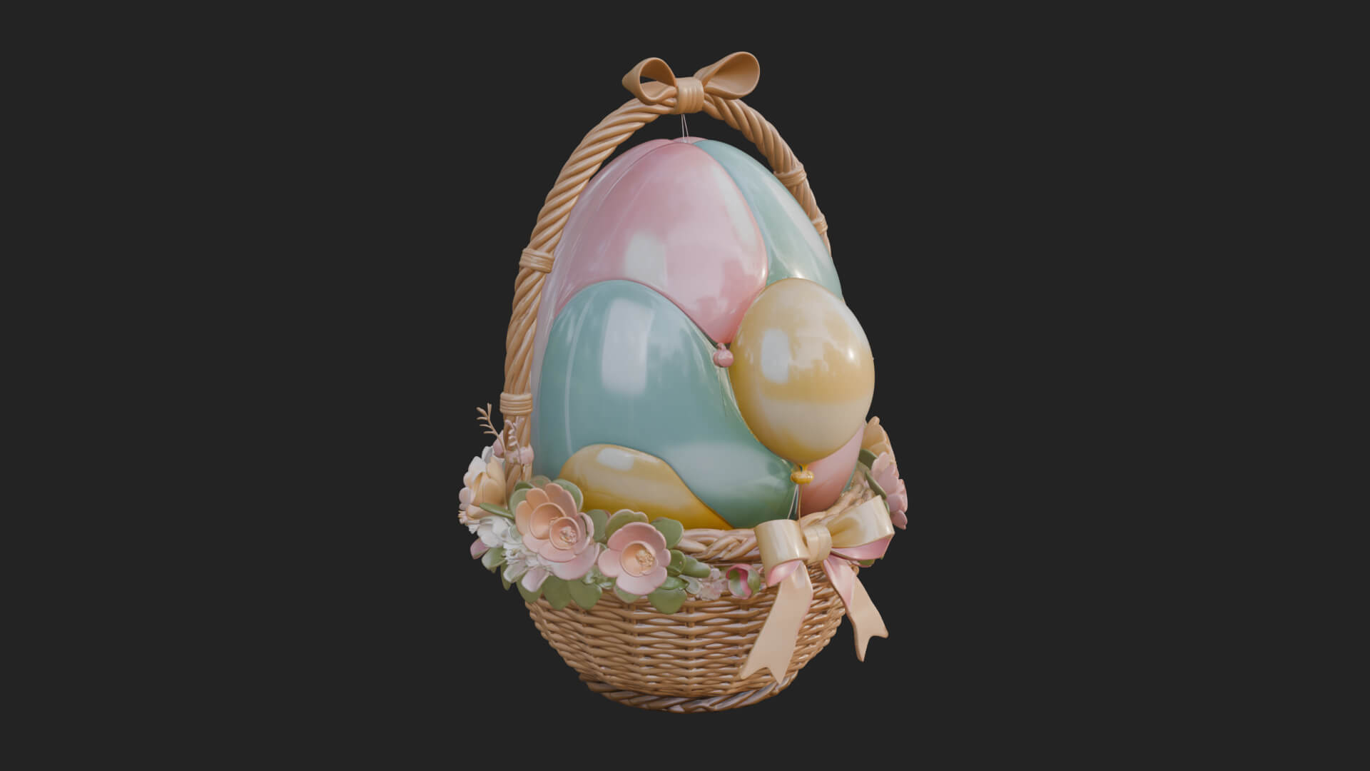 Easter Egg in Basket Ornament Design 7 3D Print Model 3D Model