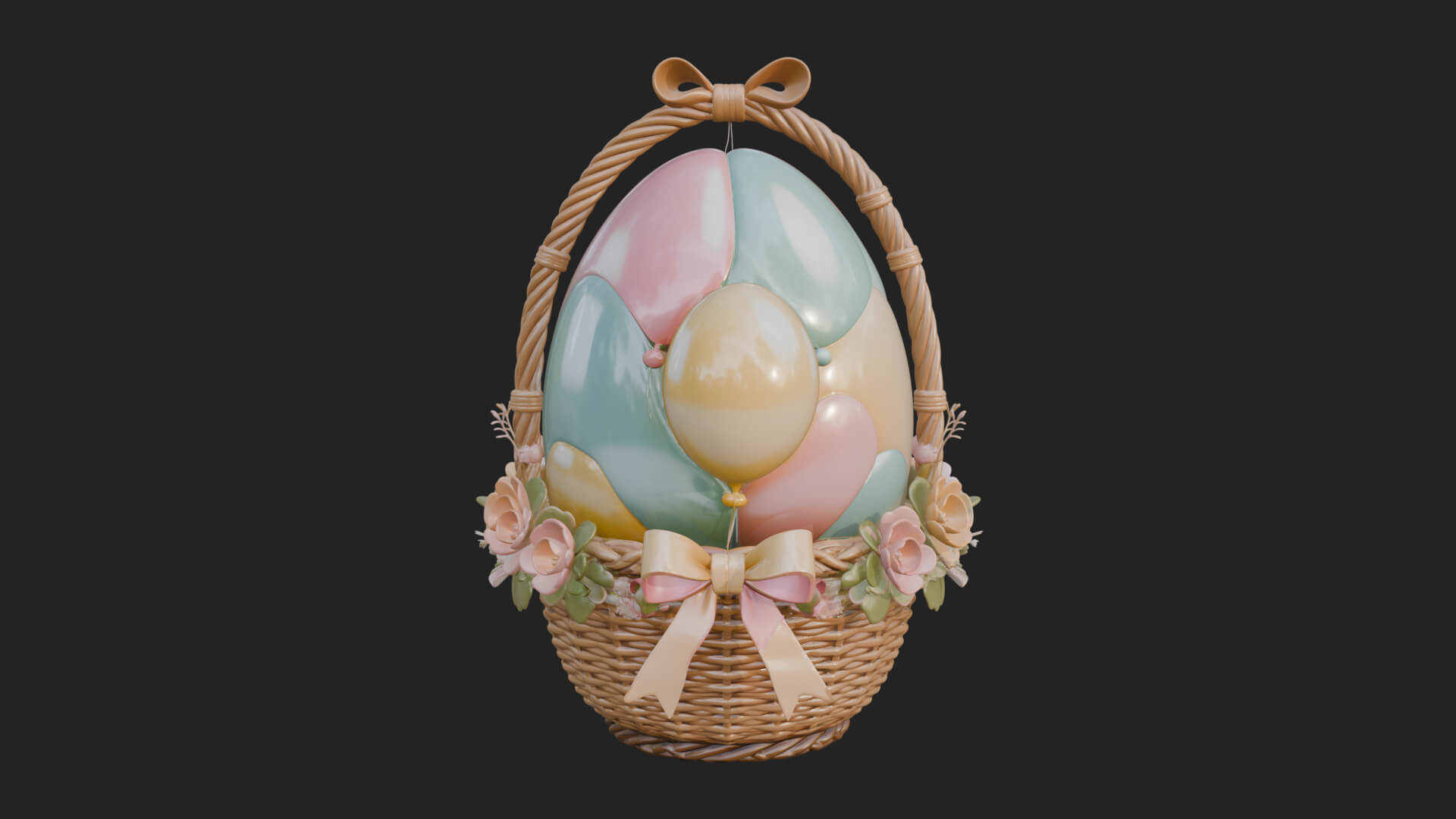 Easter Egg in Basket Ornament Design 7 3D Print Model 3D Model
