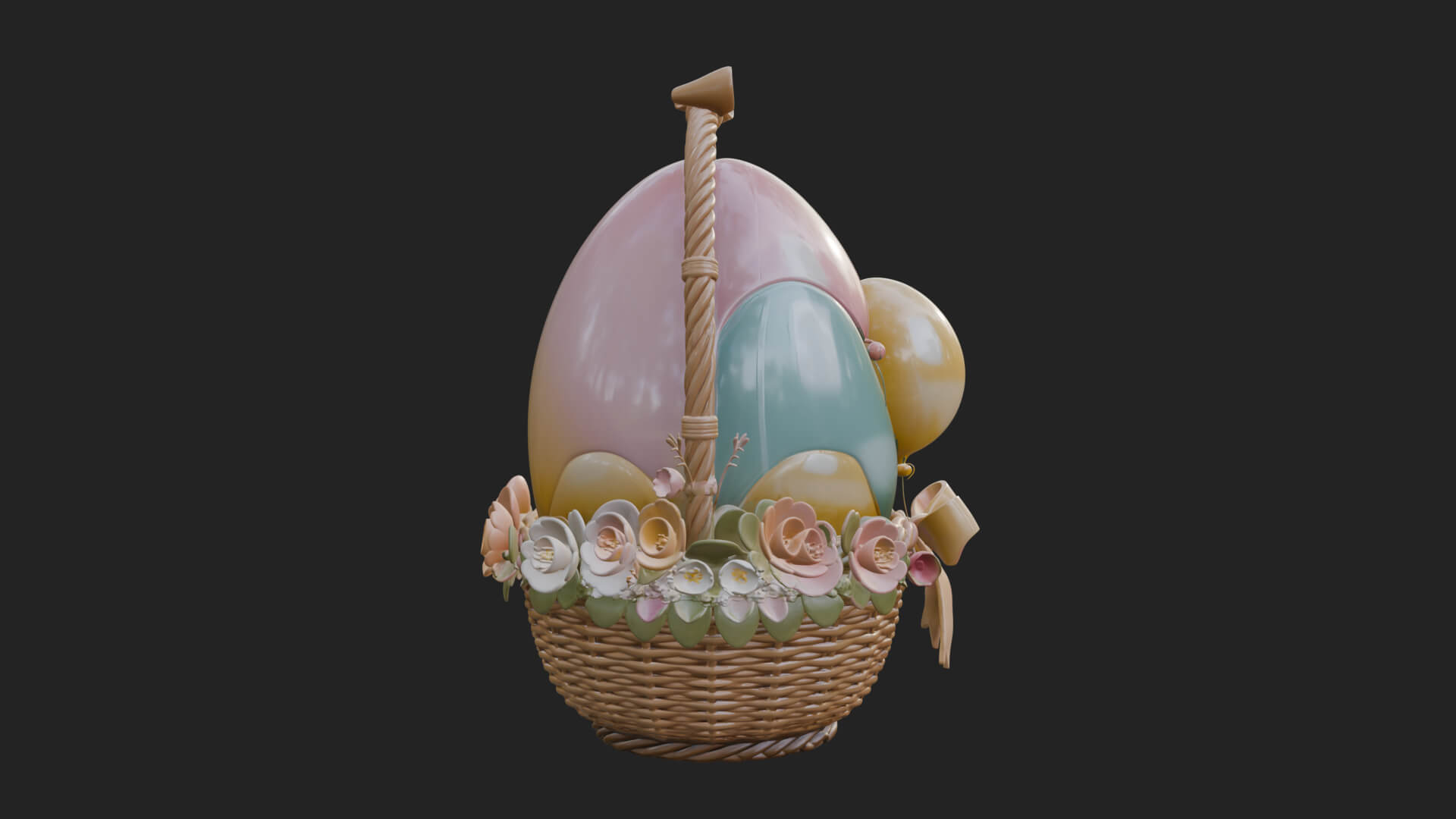 Easter Egg in Basket Ornament Design 7 3D Print Model 3D Model