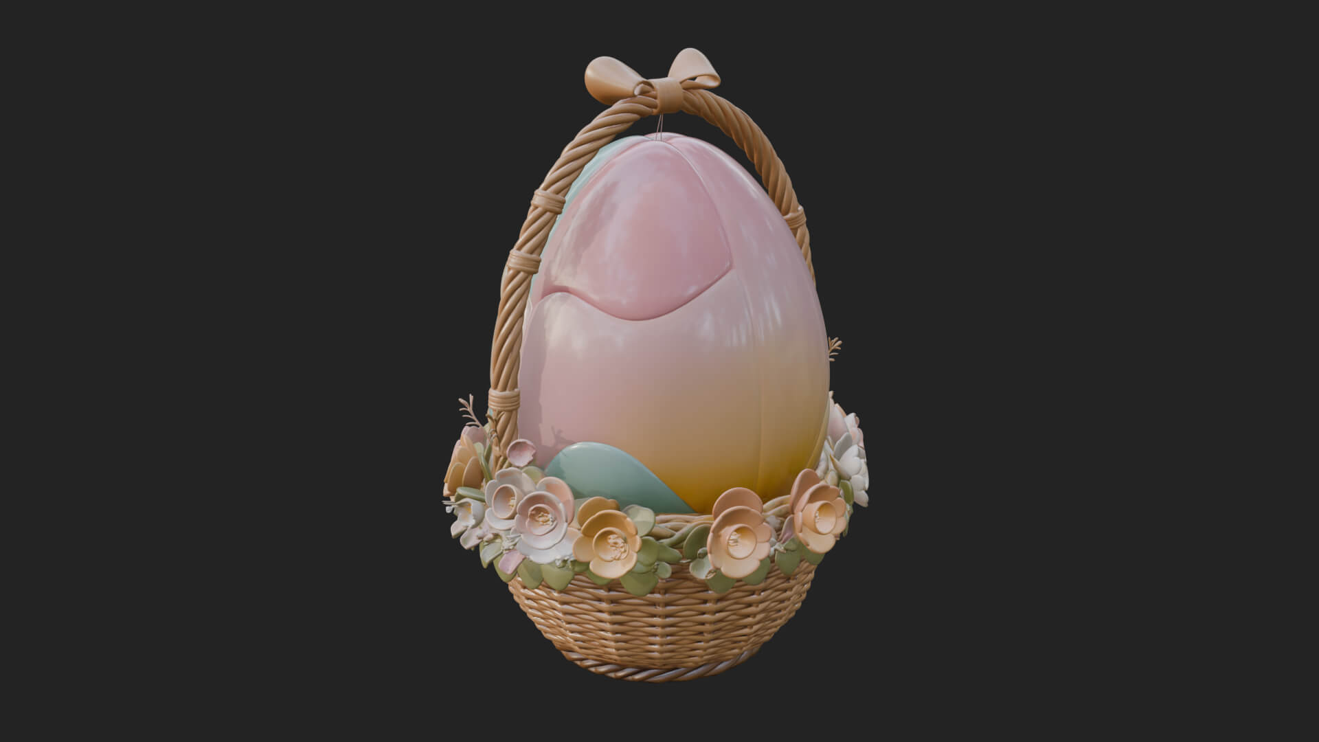 Easter Egg in Basket Ornament Design 7 3D Print Model 3D Model
