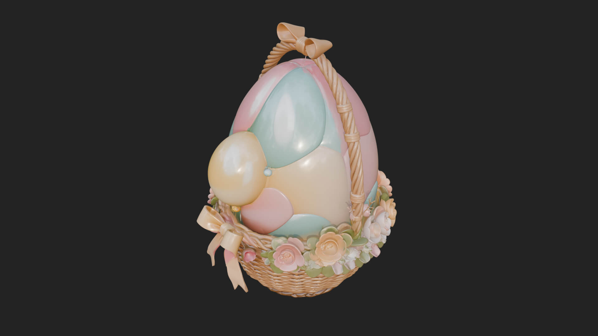 Easter Egg in Basket Ornament Design 7 3D Print Model 3D Model