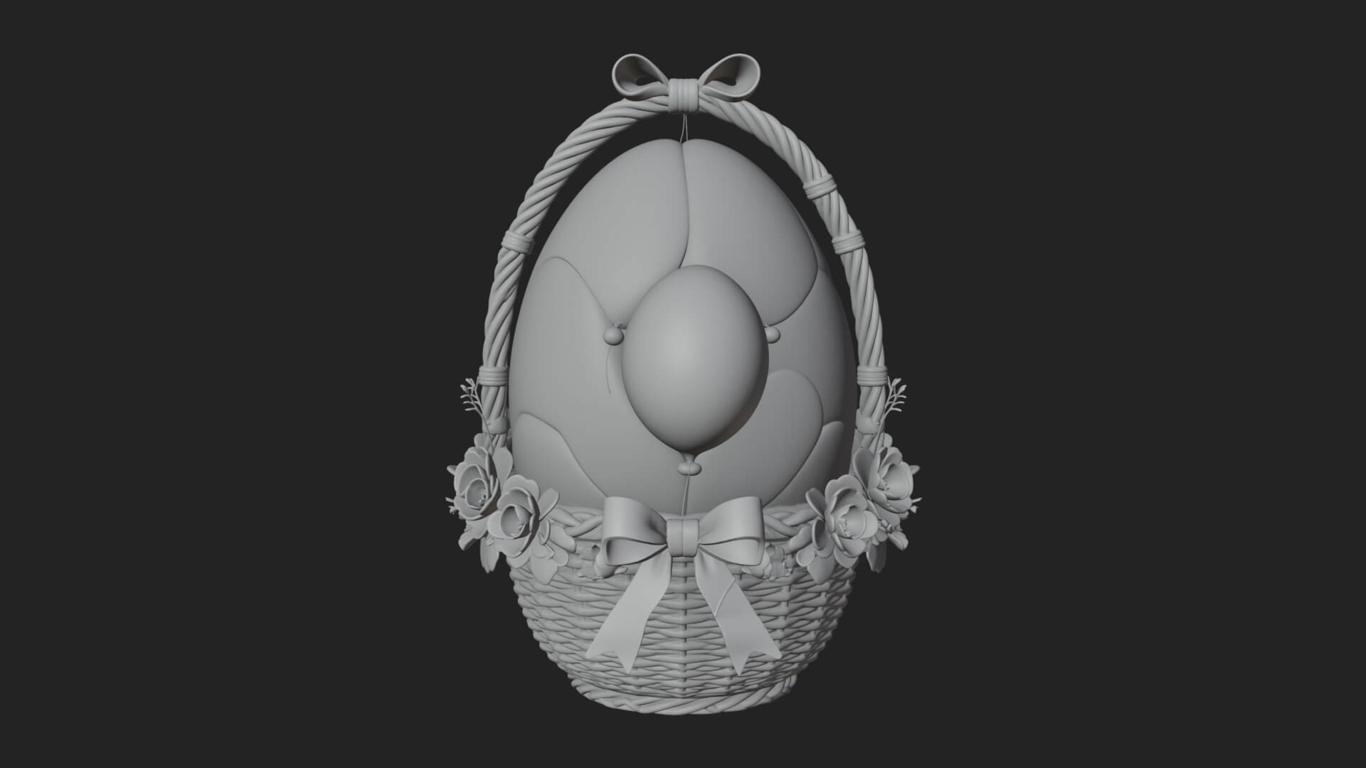 Easter Egg in Basket Ornament Design 7 3D Print Model 3D Model
