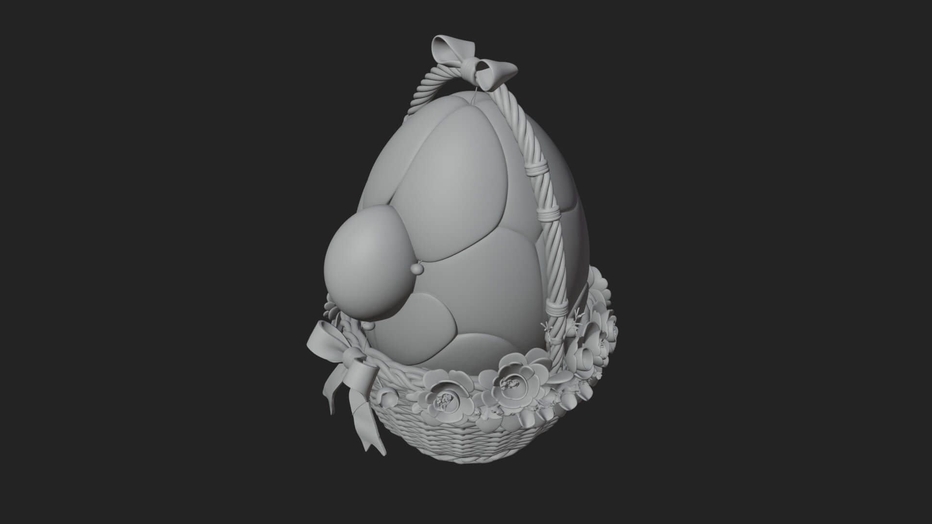 Easter Egg in Basket Ornament Design 7 3D Print Model 3D Model