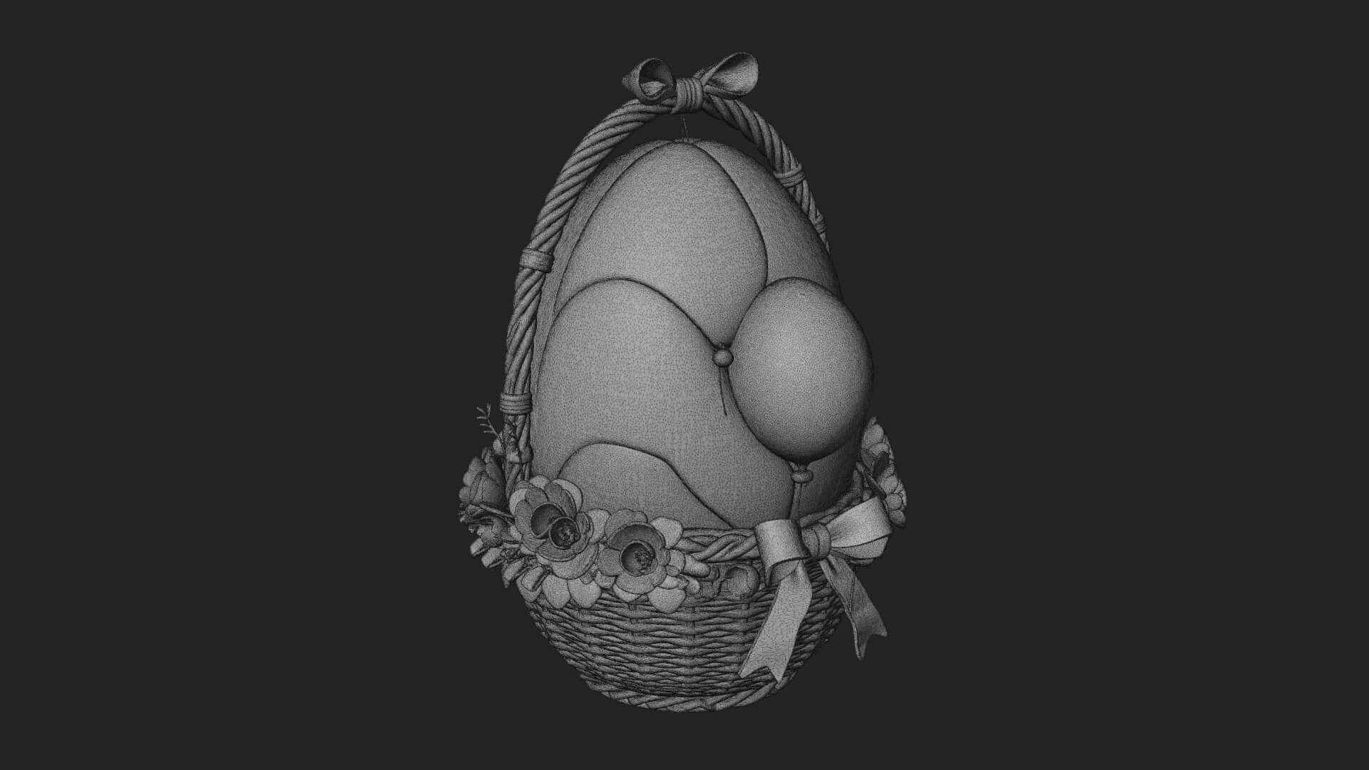Easter Egg in Basket Ornament Design 7 3D Print Model 3D Model
