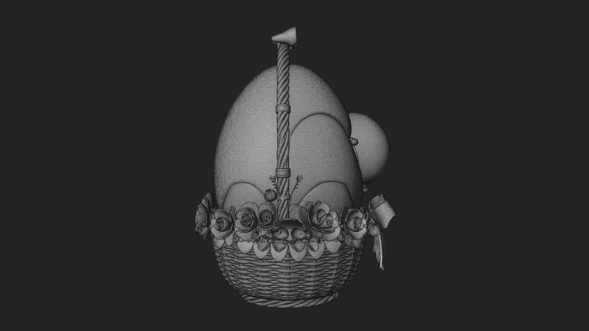 Easter Egg in Basket Ornament Design 7 3D Print Model 3D Model