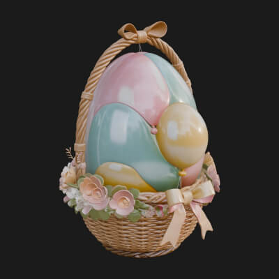 Easter Egg in Basket Ornament Design 7 3D Print Model