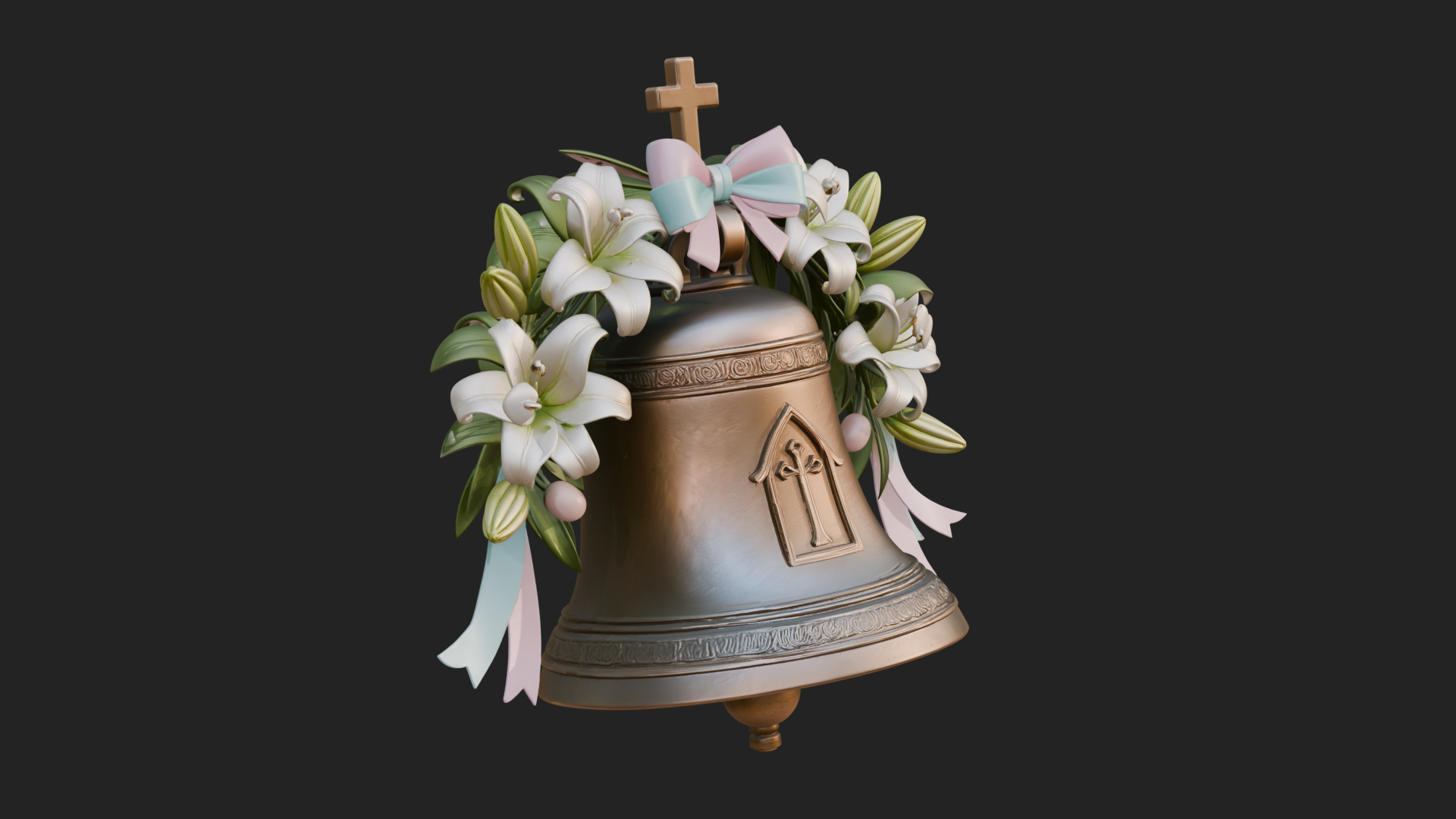 Easter Lily Church Bell Ornament Design 1 3D Print Model 3D Model