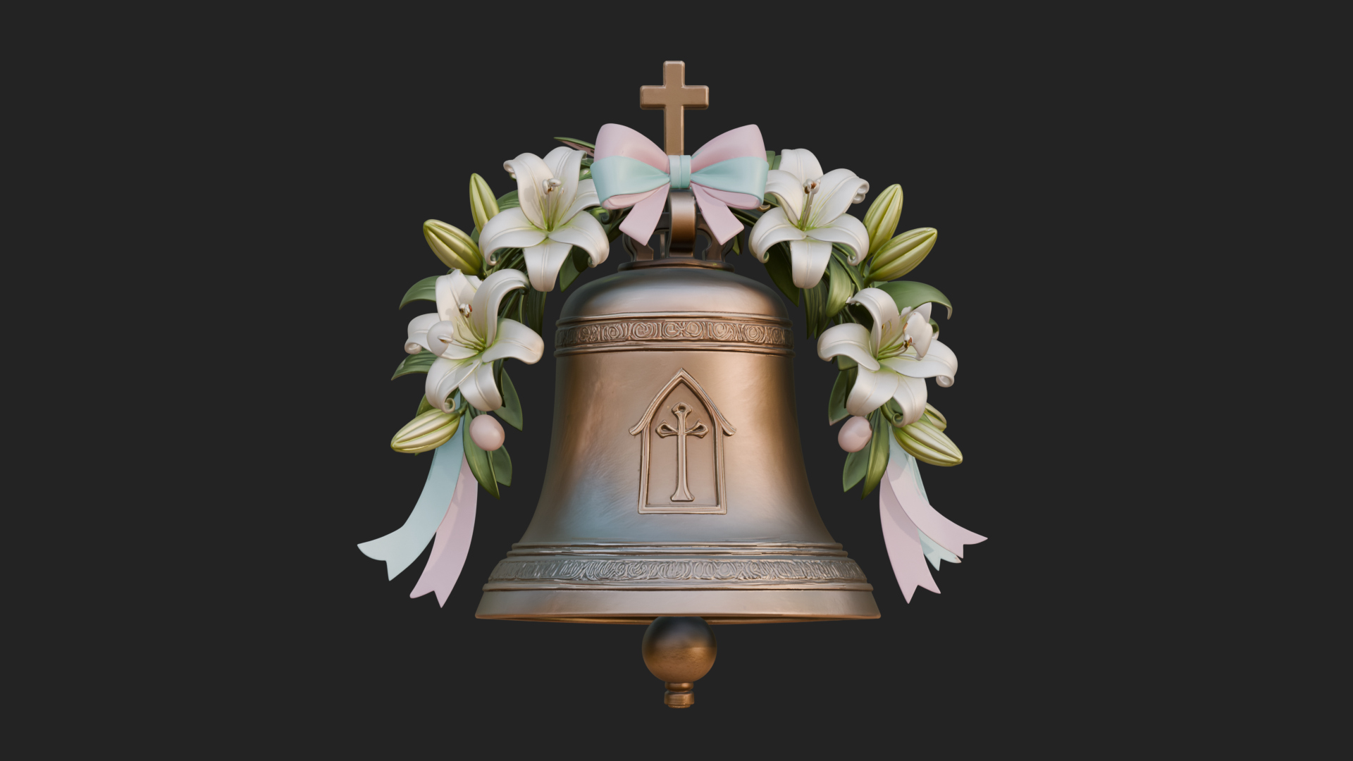 Easter Lily Church Bell Ornament Design 1 3D Print Model 3D Model
