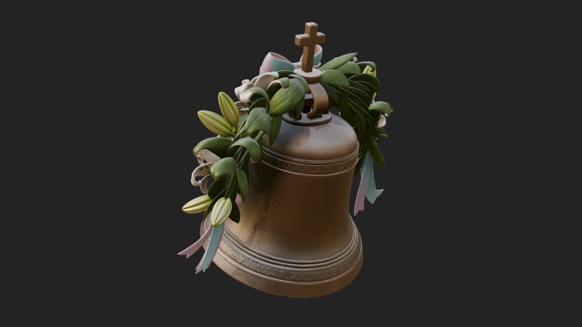 Easter Lily Church Bell Ornament Design 1 3D Print Model 3D Model