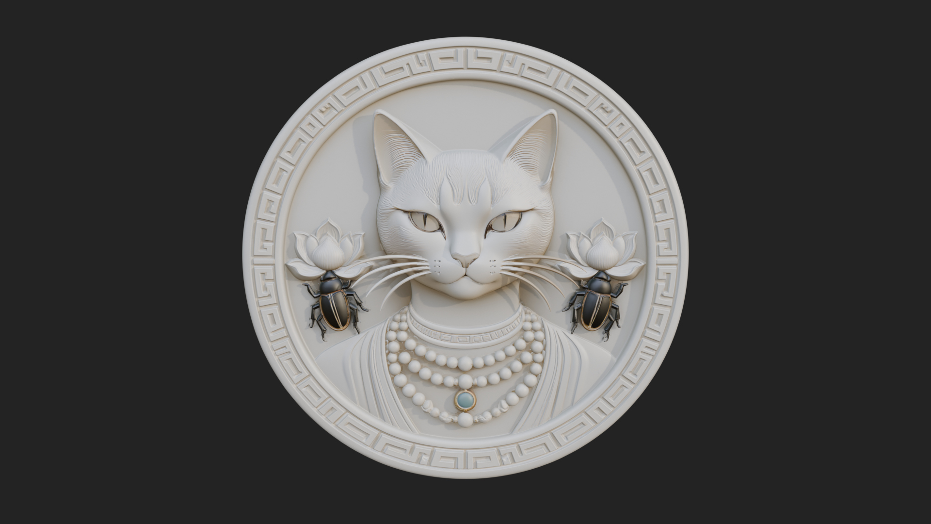 Egyptian Cat Oval Relief Plaque Design 1 3D Print Model 3D Model