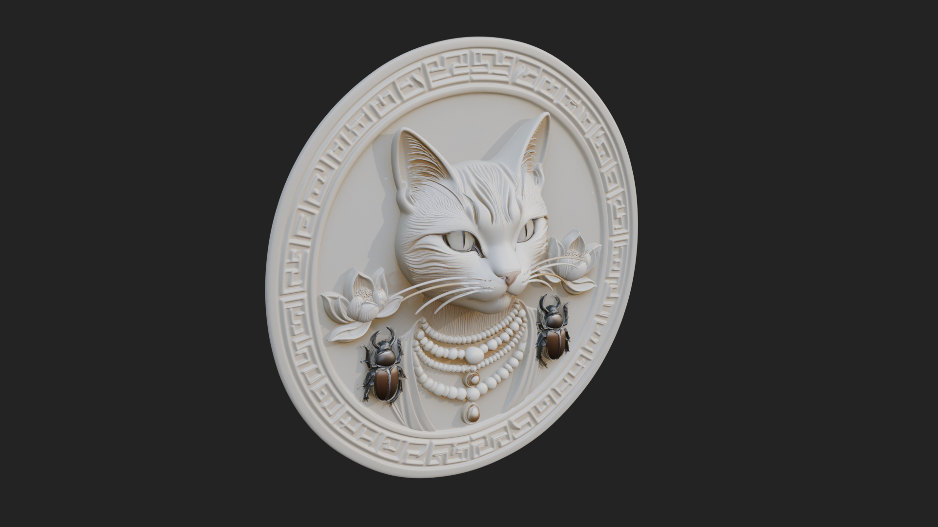 Egyptian Cat Oval Relief Plaque Design 2 3D Print Model 3D Model