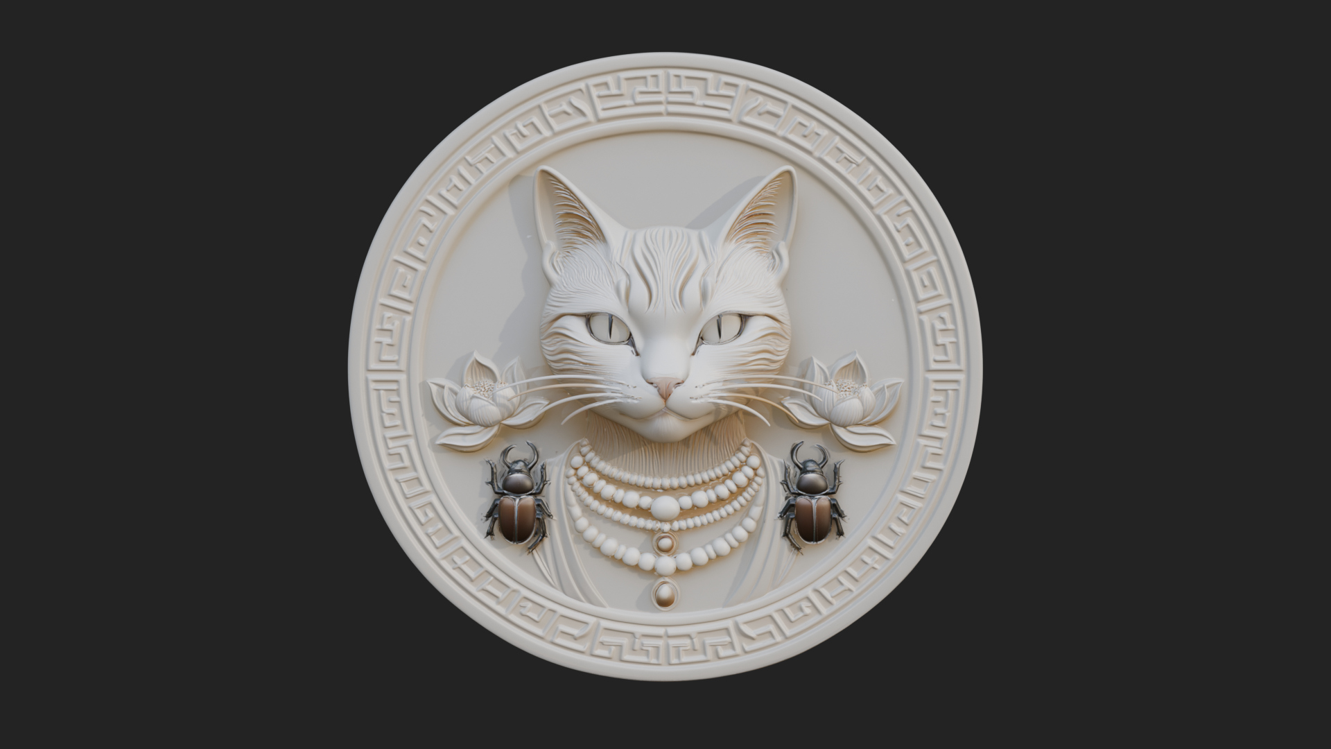 Egyptian Cat Oval Relief Plaque Design 2 3D Print Model 3D Model
