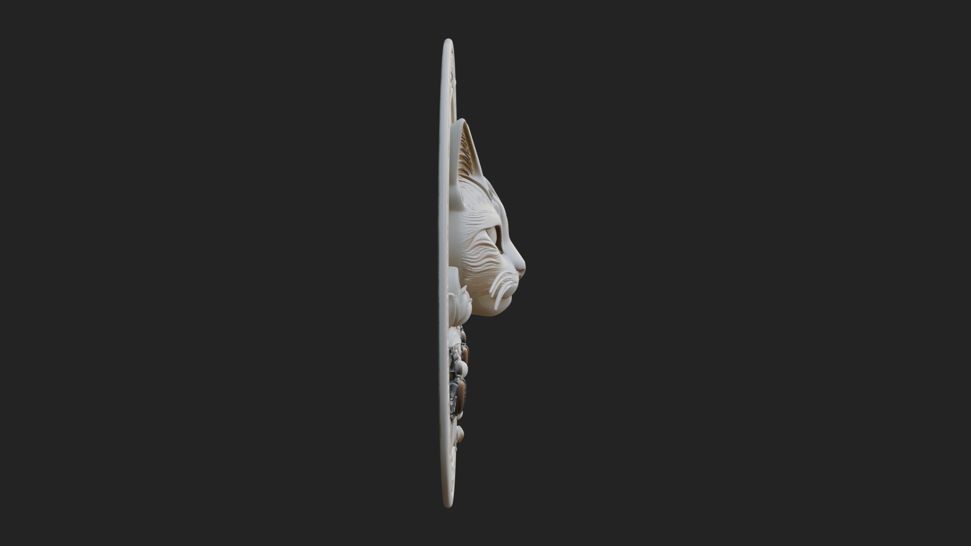 Egyptian Cat Oval Relief Plaque Design 2 3D Print Model 3D Model
