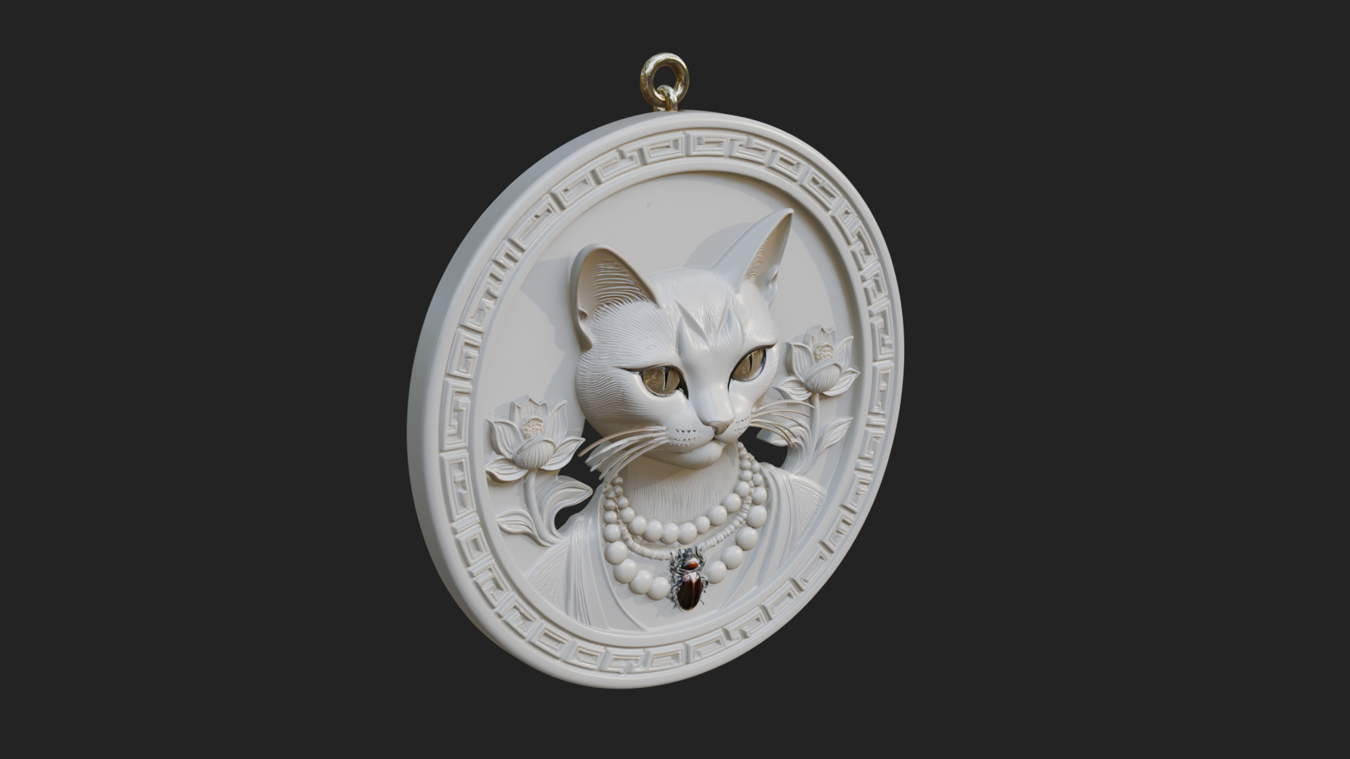 Egyptian Cat Oval Relief Plaque Design 3 3D Print Model 3D Model