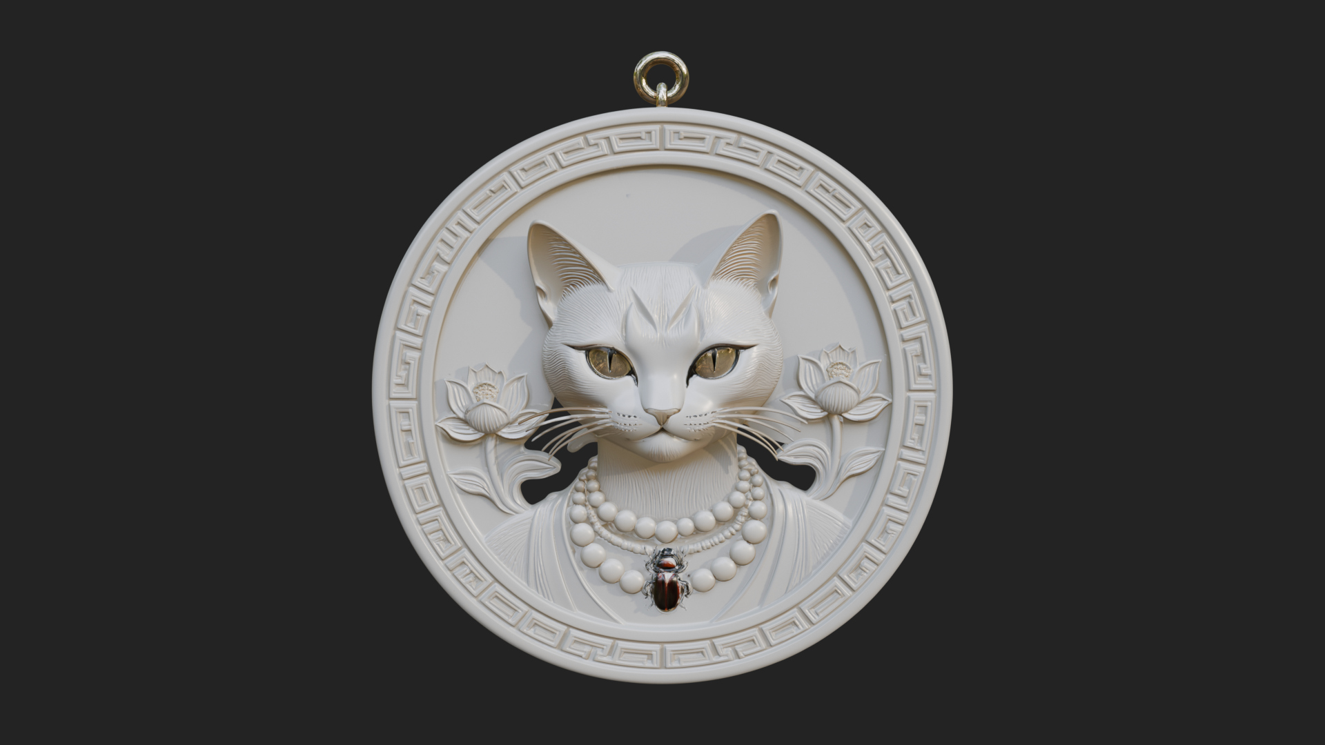 Egyptian Cat Oval Relief Plaque Design 3 3D Print Model 3D Model