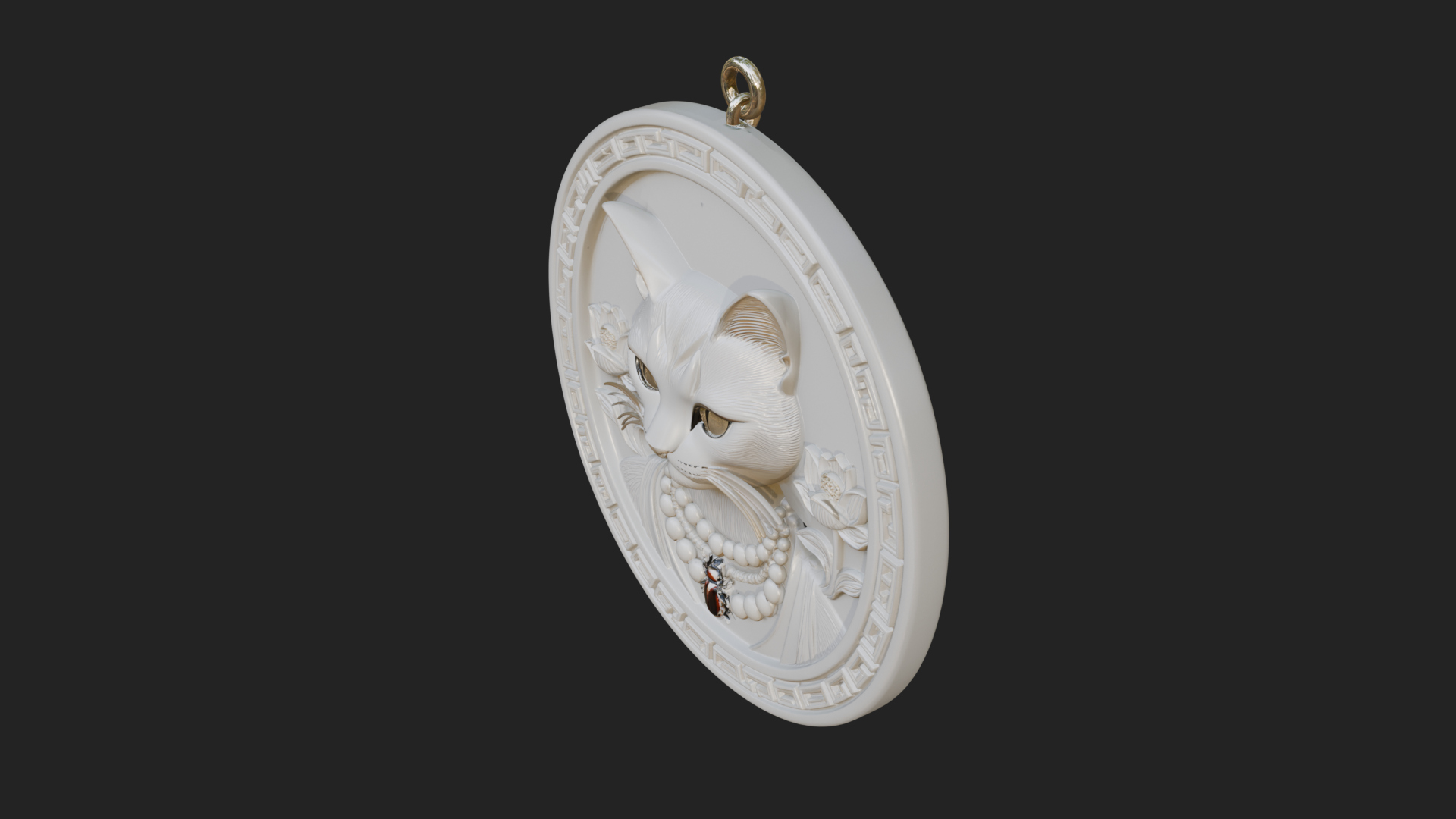 Egyptian Cat Oval Relief Plaque Design 3 3D Print Model 3D Model