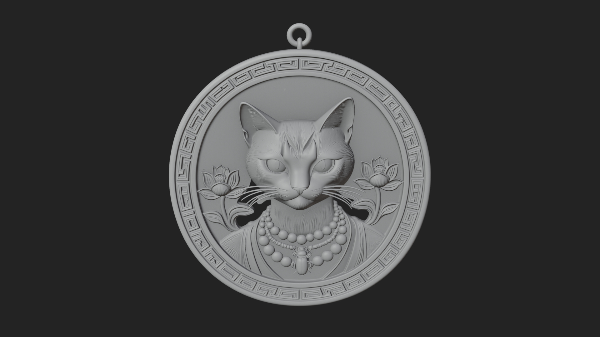 Egyptian Cat Oval Relief Plaque Design 3 3D Print Model 3D Model