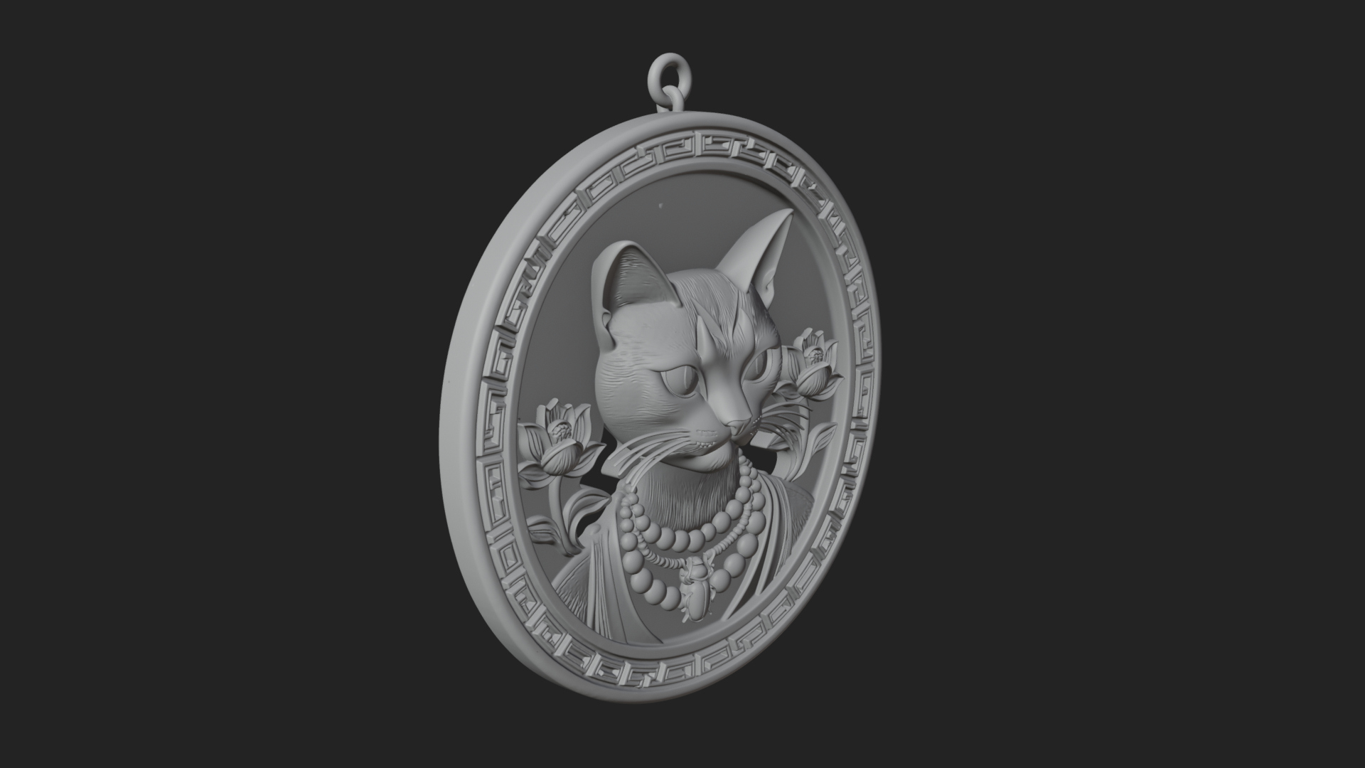 Egyptian Cat Oval Relief Plaque Design 3 3D Print Model 3D Model
