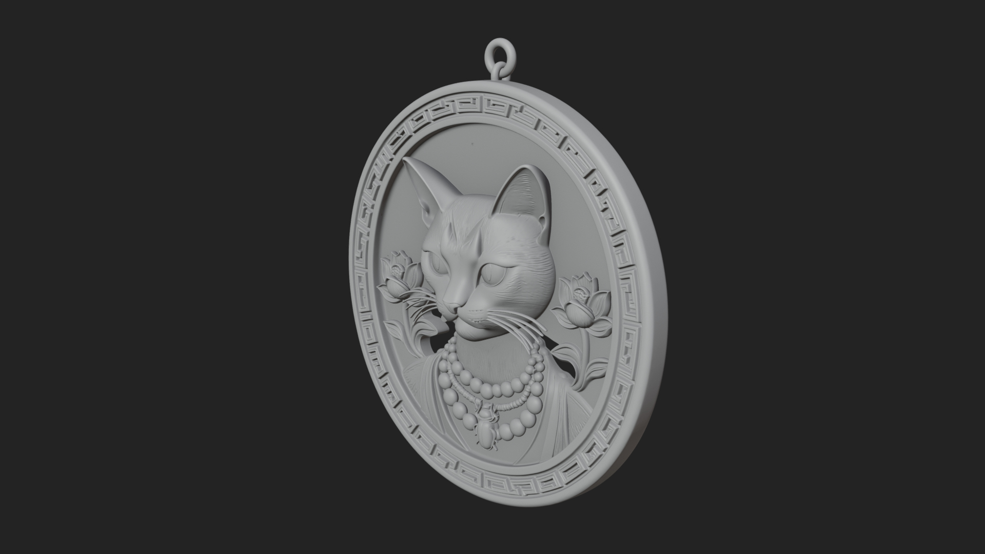 Egyptian Cat Oval Relief Plaque Design 3 3D Print Model 3D Model