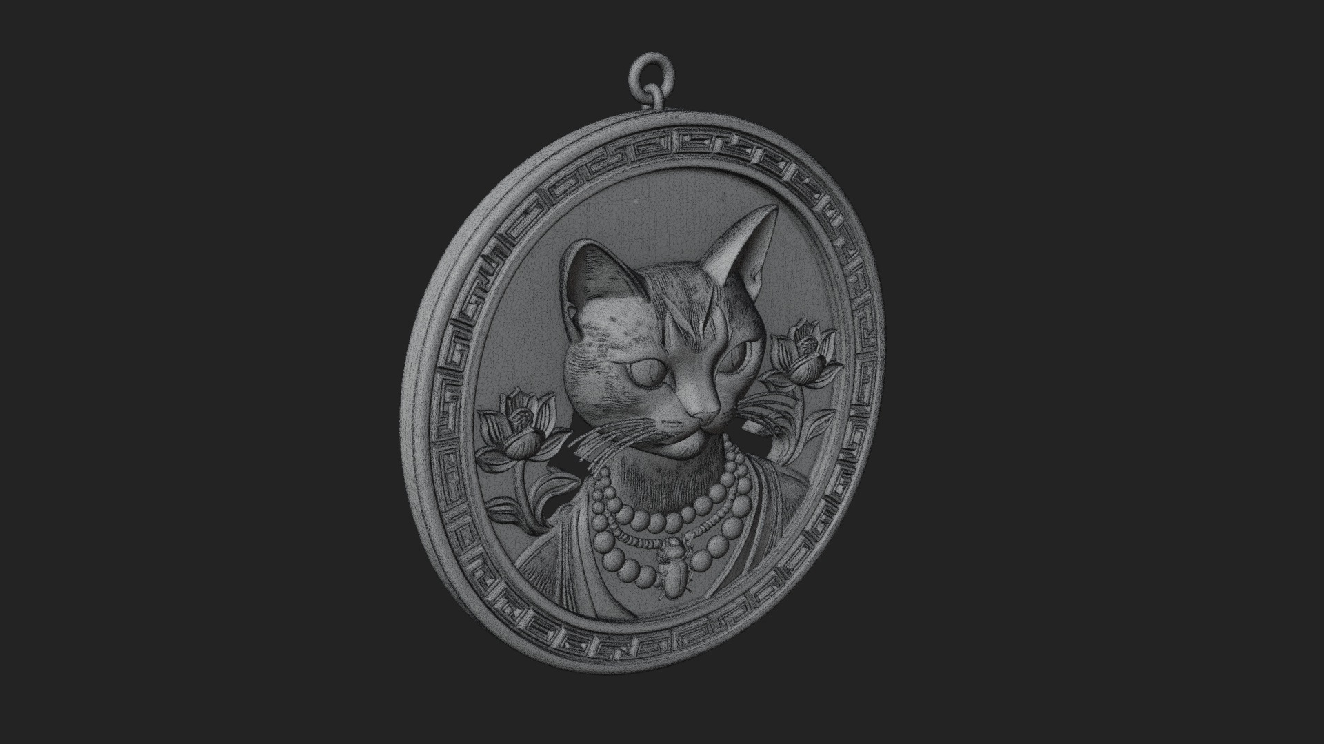 Egyptian Cat Oval Relief Plaque Design 3 3D Print Model 3D Model
