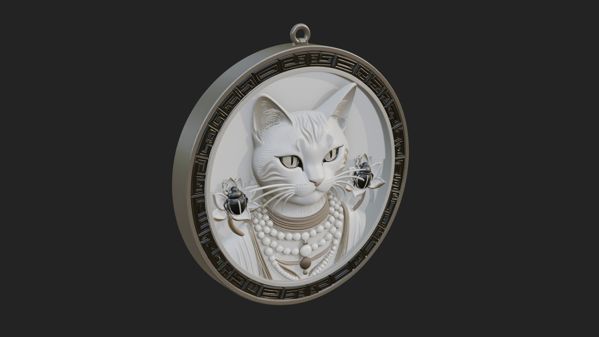 Egyptian Cat Oval Relief Plaque Design 4 3D Print Model 3D Model