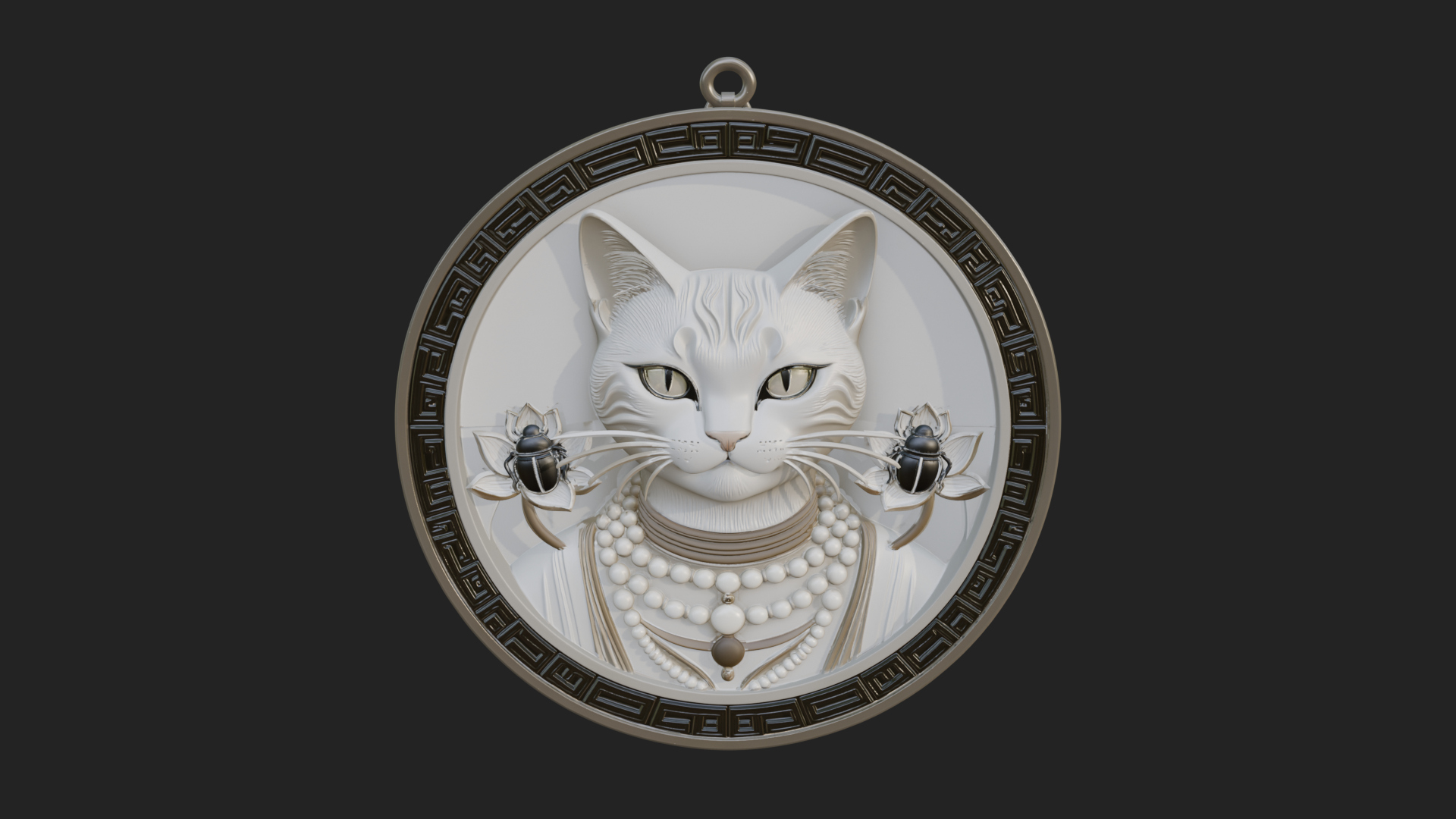 Egyptian Cat Oval Relief Plaque Design 4 3D Print Model 3D Model