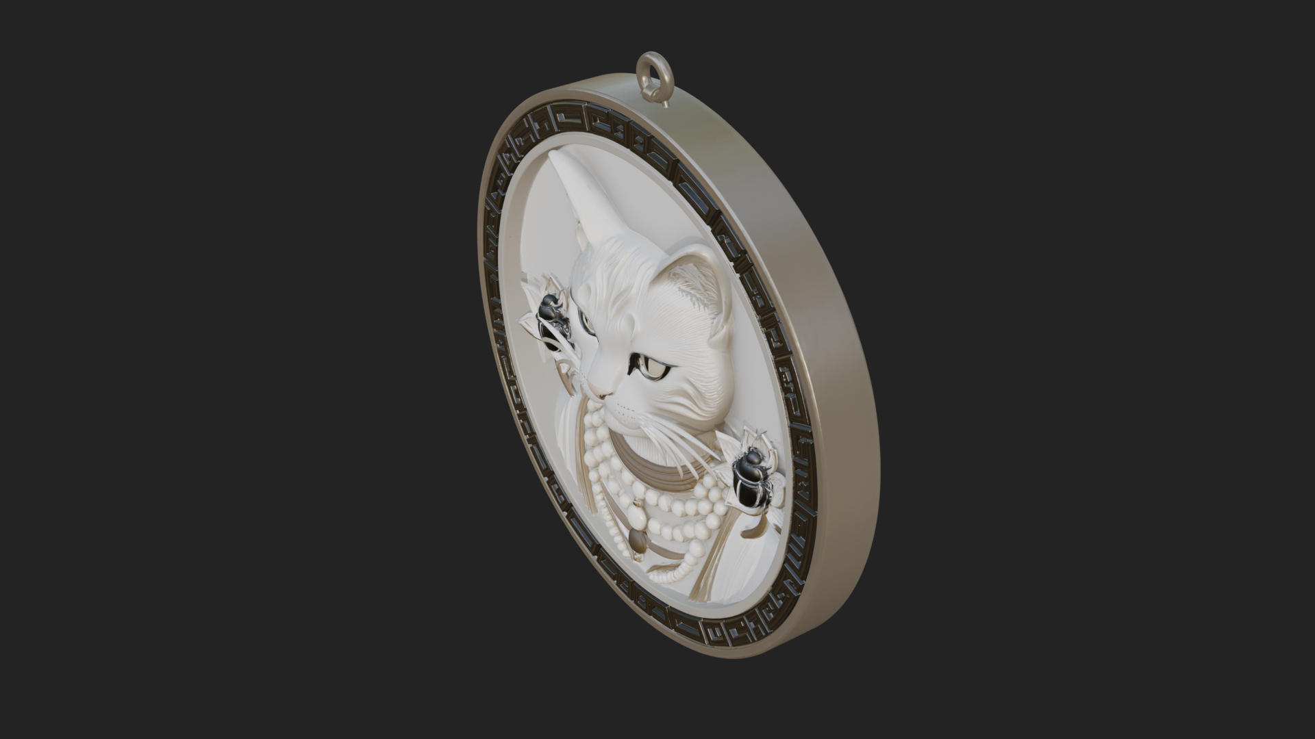Egyptian Cat Oval Relief Plaque Design 4 3D Print Model 3D Model