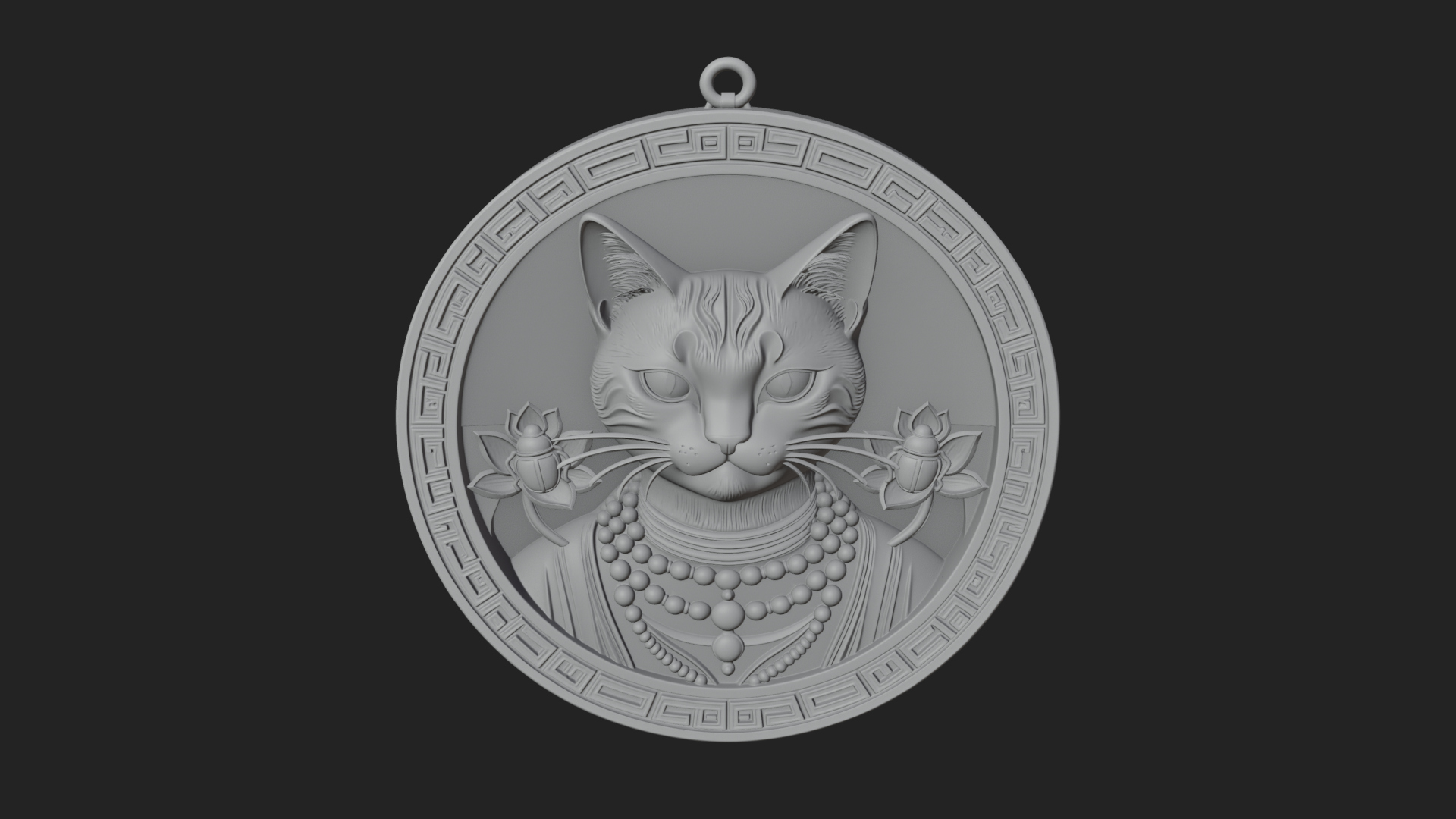 Egyptian Cat Oval Relief Plaque Design 4 3D Print Model 3D Model