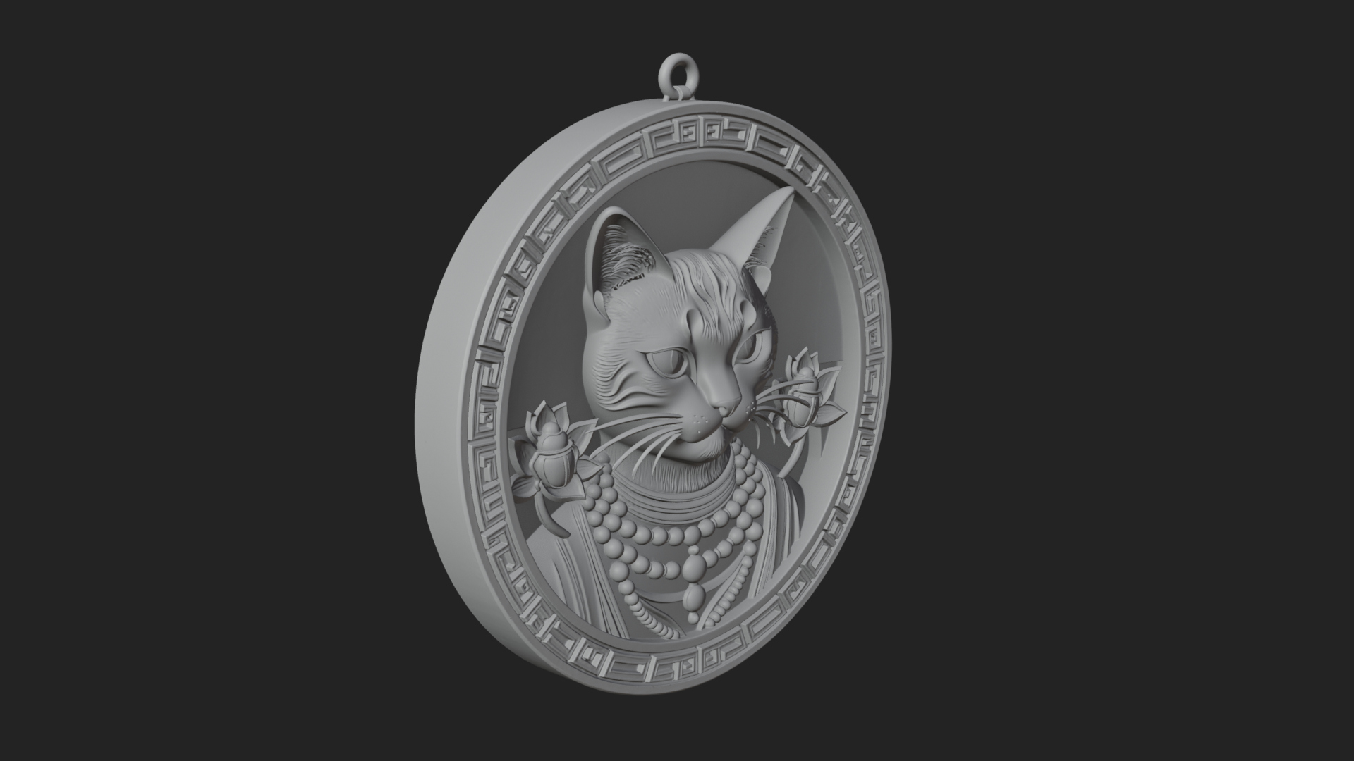 Egyptian Cat Oval Relief Plaque Design 4 3D Print Model 3D Model