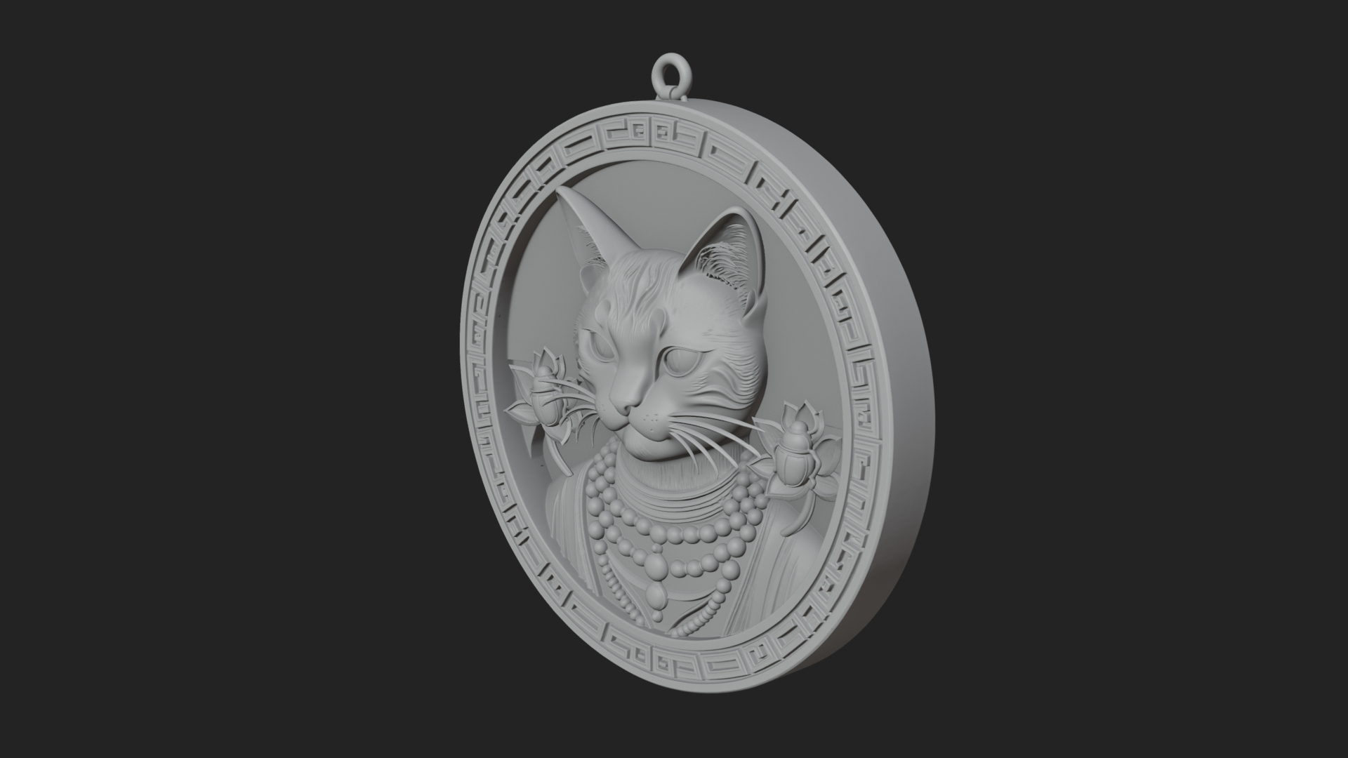 Egyptian Cat Oval Relief Plaque Design 4 3D Print Model 3D Model