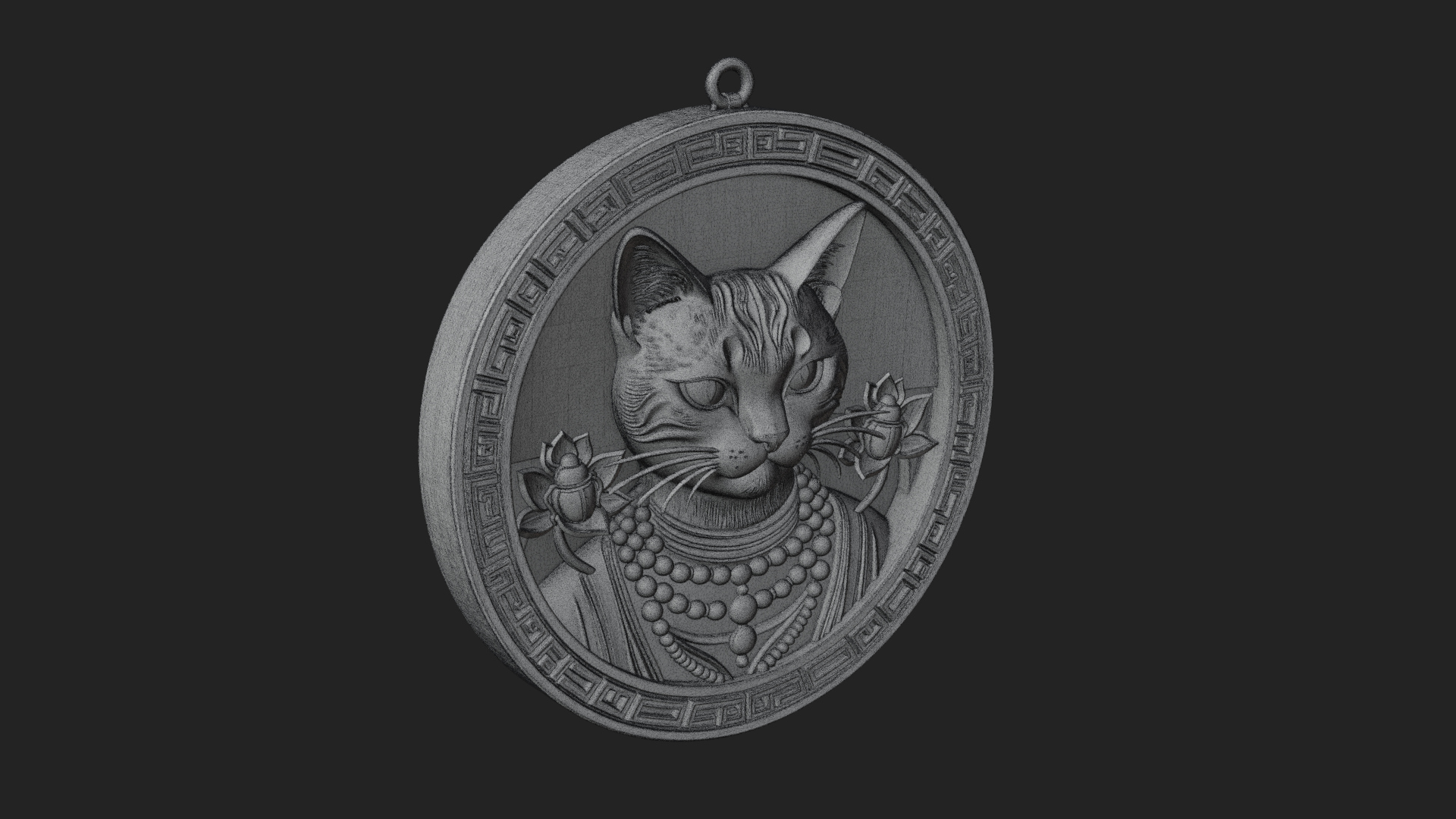 Egyptian Cat Oval Relief Plaque Design 4 3D Print Model 3D Model
