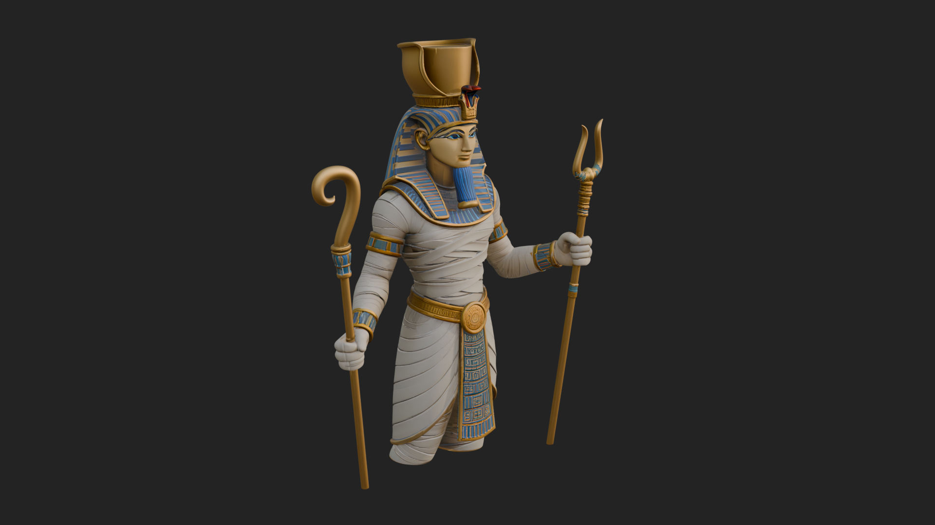 Egyptian Pharaoh Standing Statue Design 12 3D Print Model 3D Model