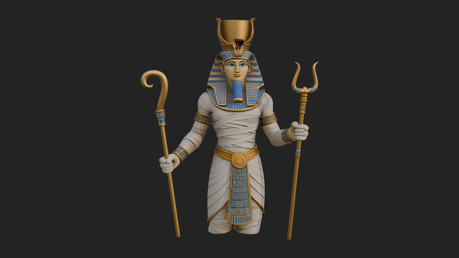 Egyptian Pharaoh Standing Statue Design 12 3D Print Model 3D Model