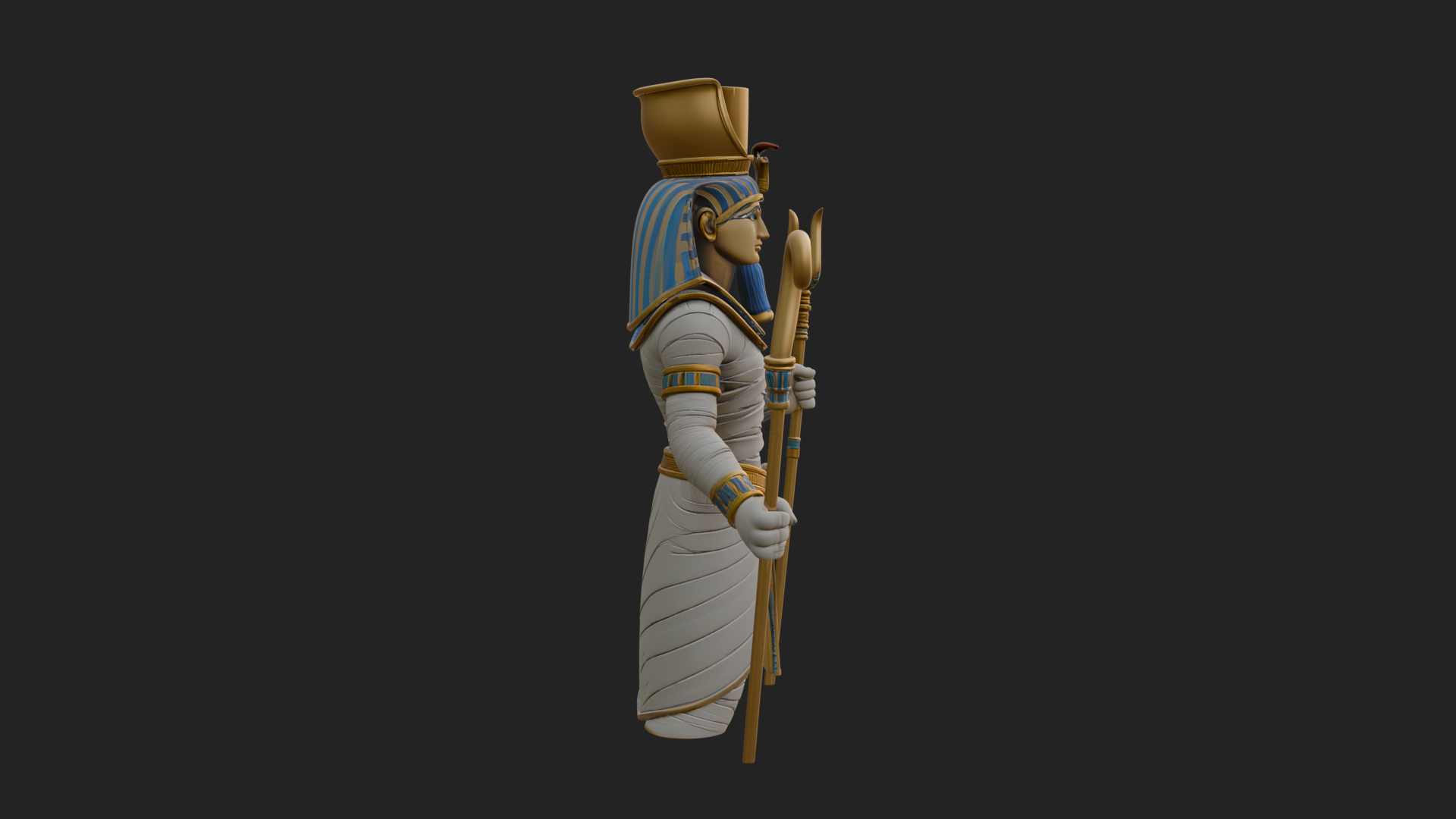 Egyptian Pharaoh Standing Statue Design 12 3D Print Model 3D Model