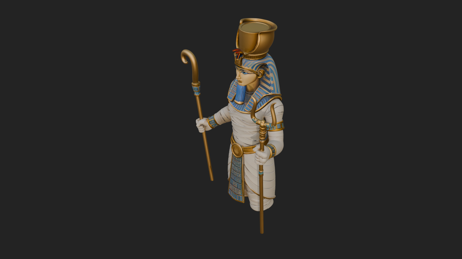 Egyptian Pharaoh Standing Statue Design 12 3D Print Model 3D Model