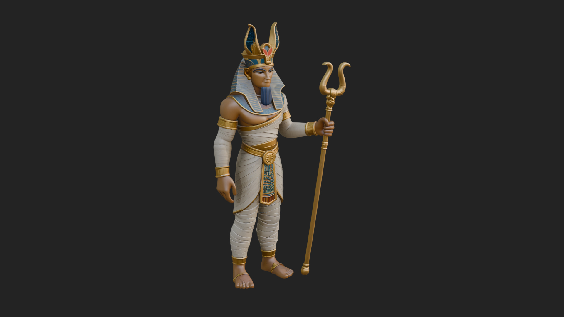 Egyptian Pharaoh Standing Statue Design 13 3D Print Model 3D Model