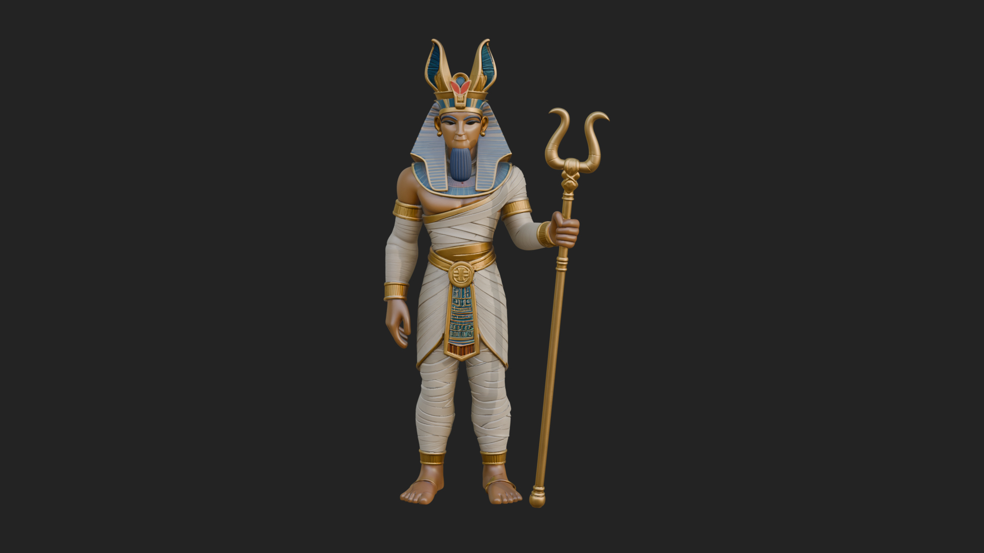 Egyptian Pharaoh Standing Statue Design 13 3D Print Model 3D Model