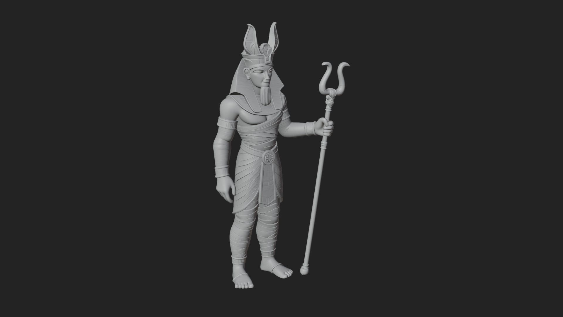 Egyptian Pharaoh Standing Statue Design 13 3D Print Model 3D Model