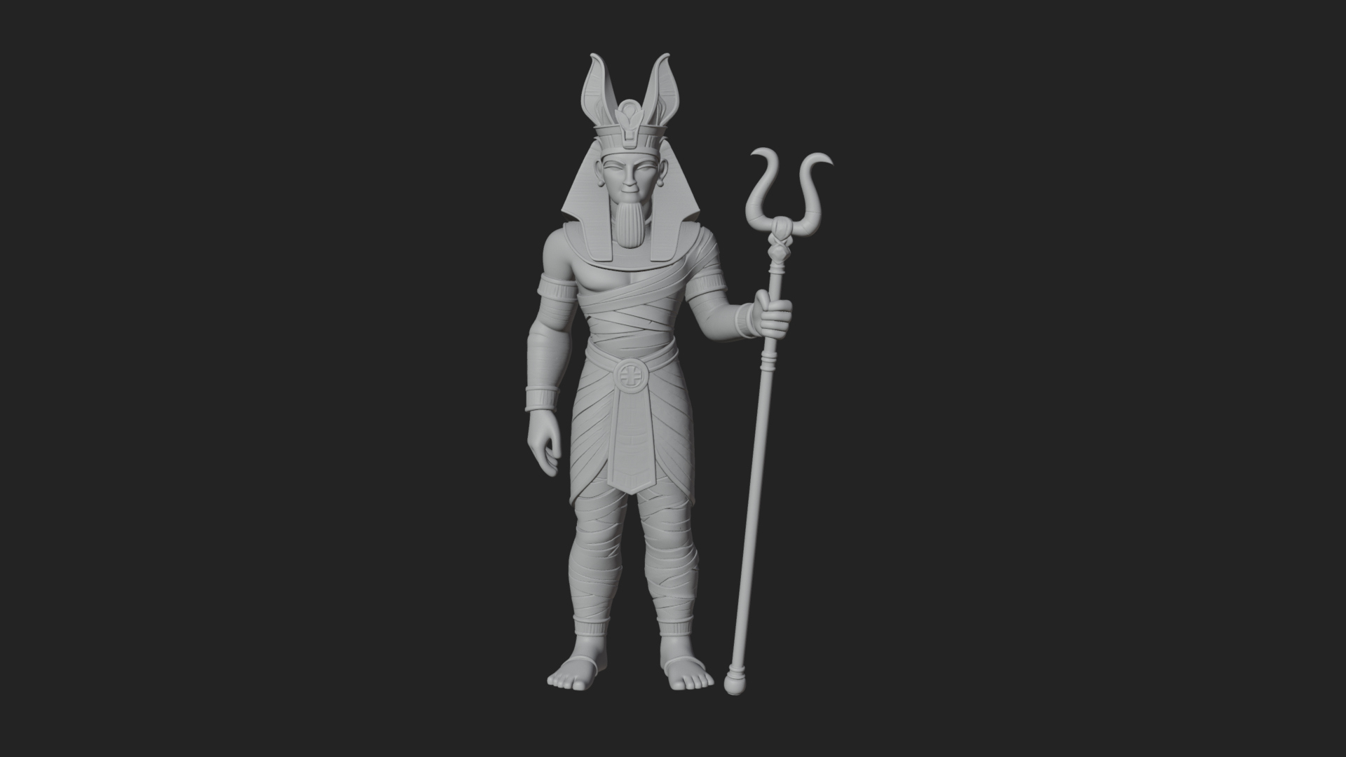Egyptian Pharaoh Standing Statue Design 13 3D Print Model 3D Model