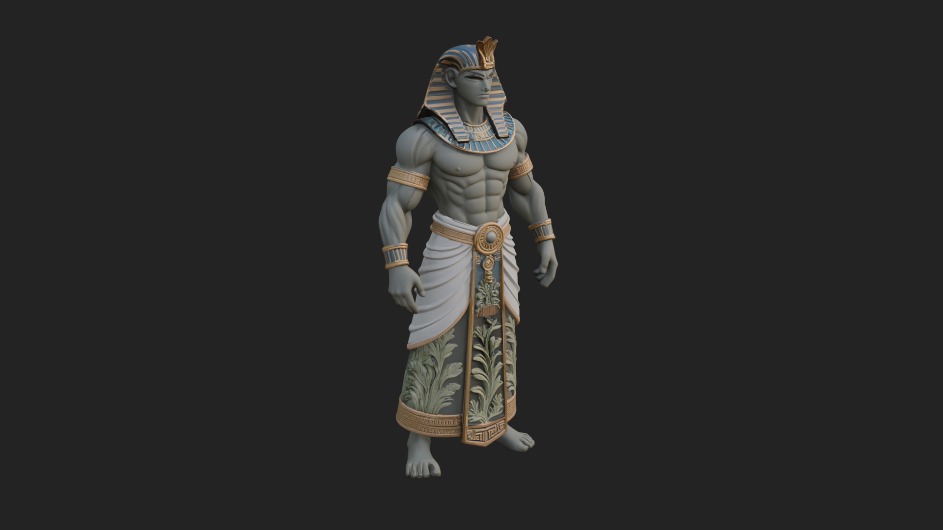 Egyptian Pharaoh Standing Statue Design 14 3D Print Model 3D Model