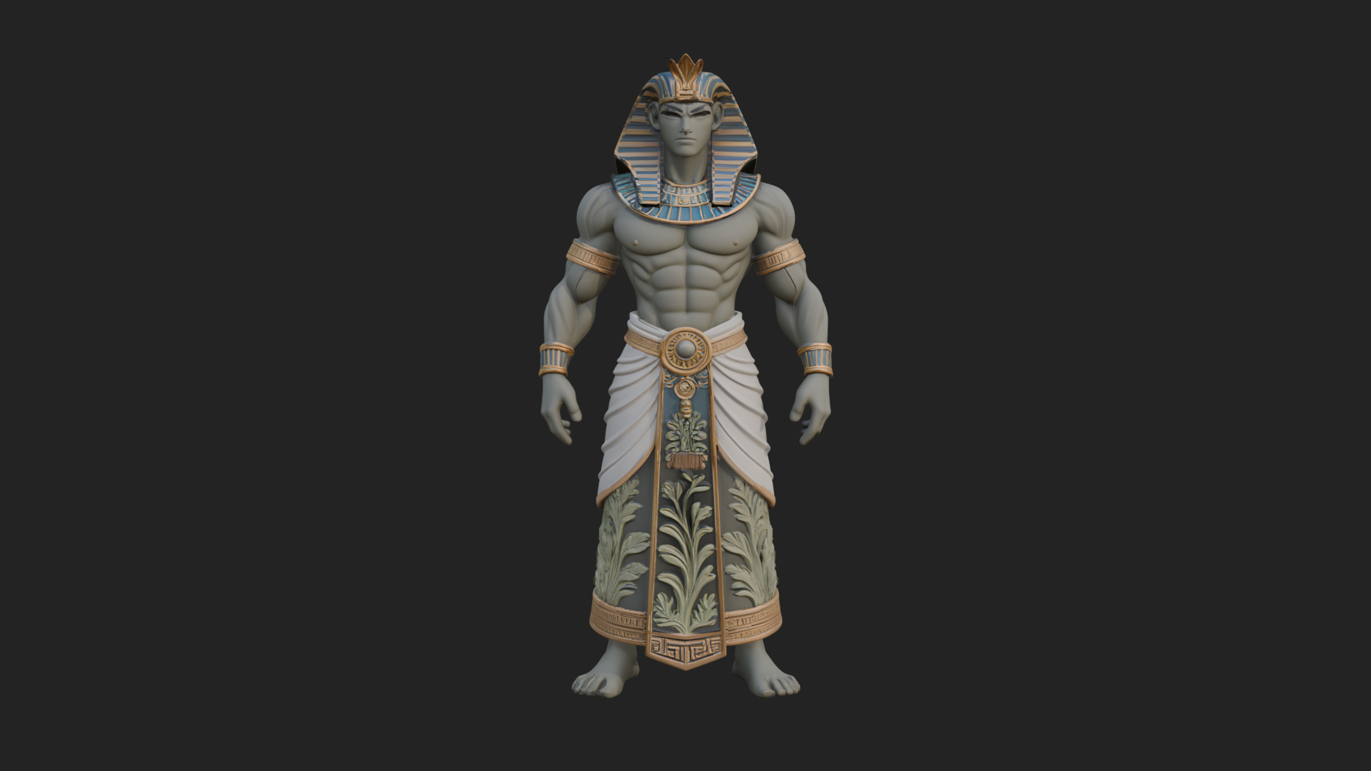 Egyptian Pharaoh Standing Statue Design 14 3D Print Model 3D Model