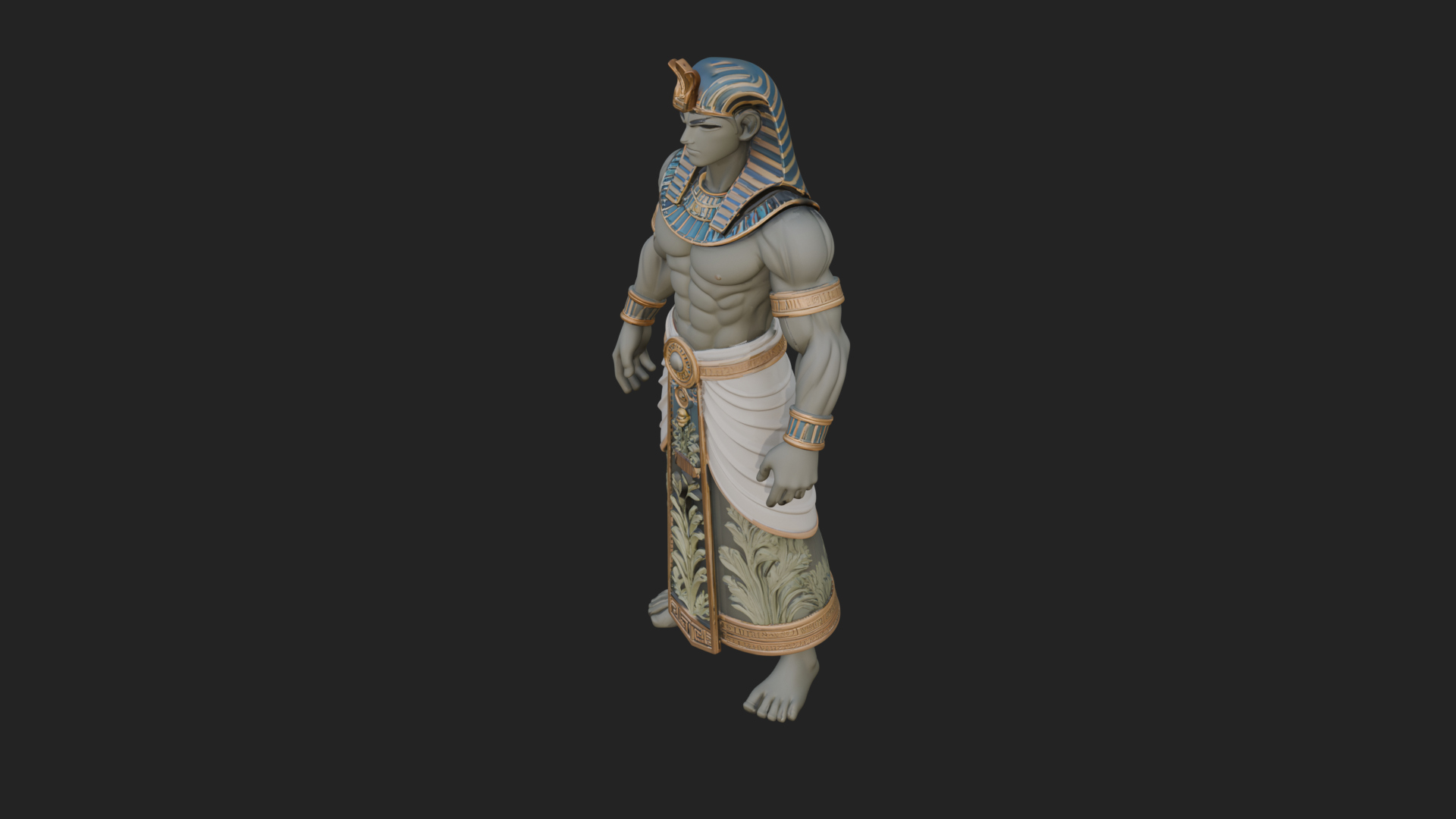 Egyptian Pharaoh Standing Statue Design 14 3D Print Model 3D Model
