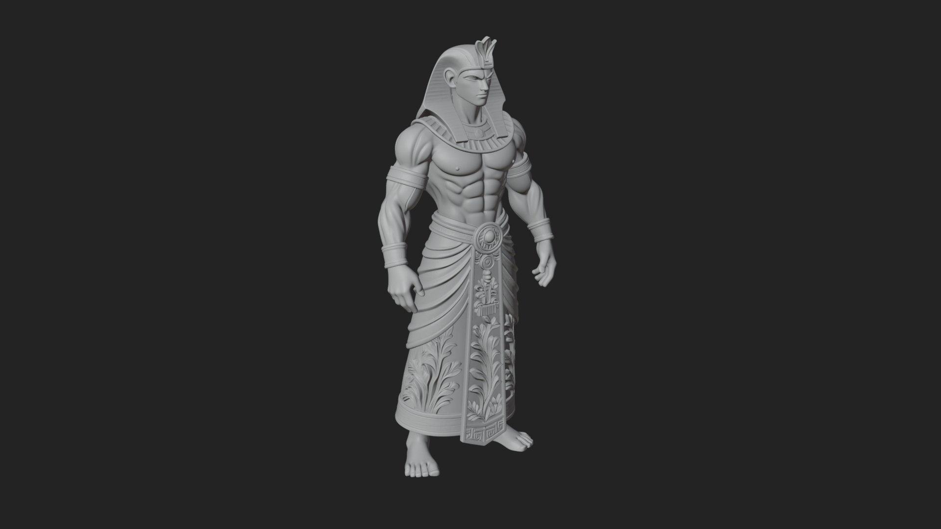 Egyptian Pharaoh Standing Statue Design 14 3D Print Model 3D Model