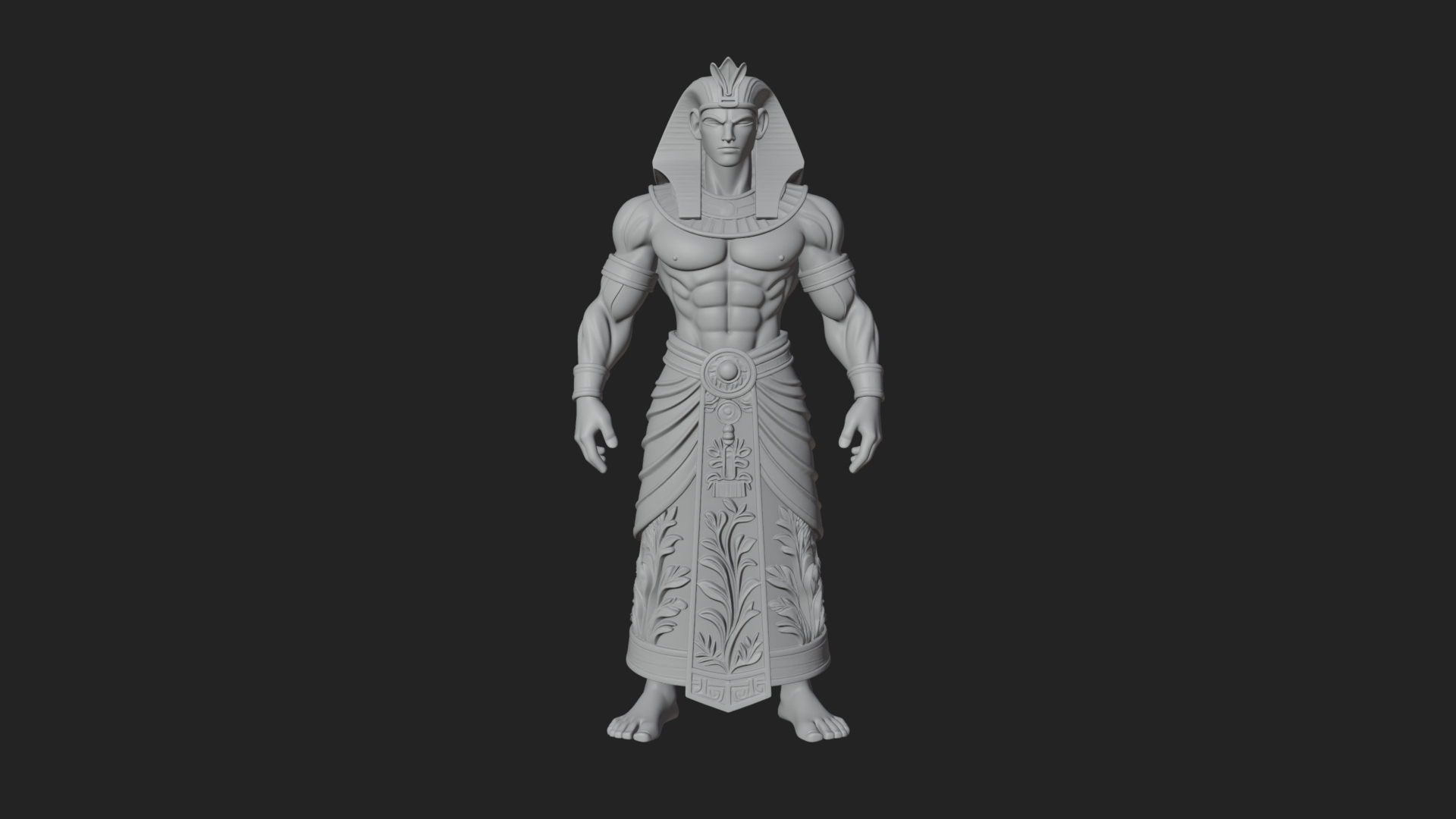 Egyptian Pharaoh Standing Statue Design 14 3D Print Model 3D Model