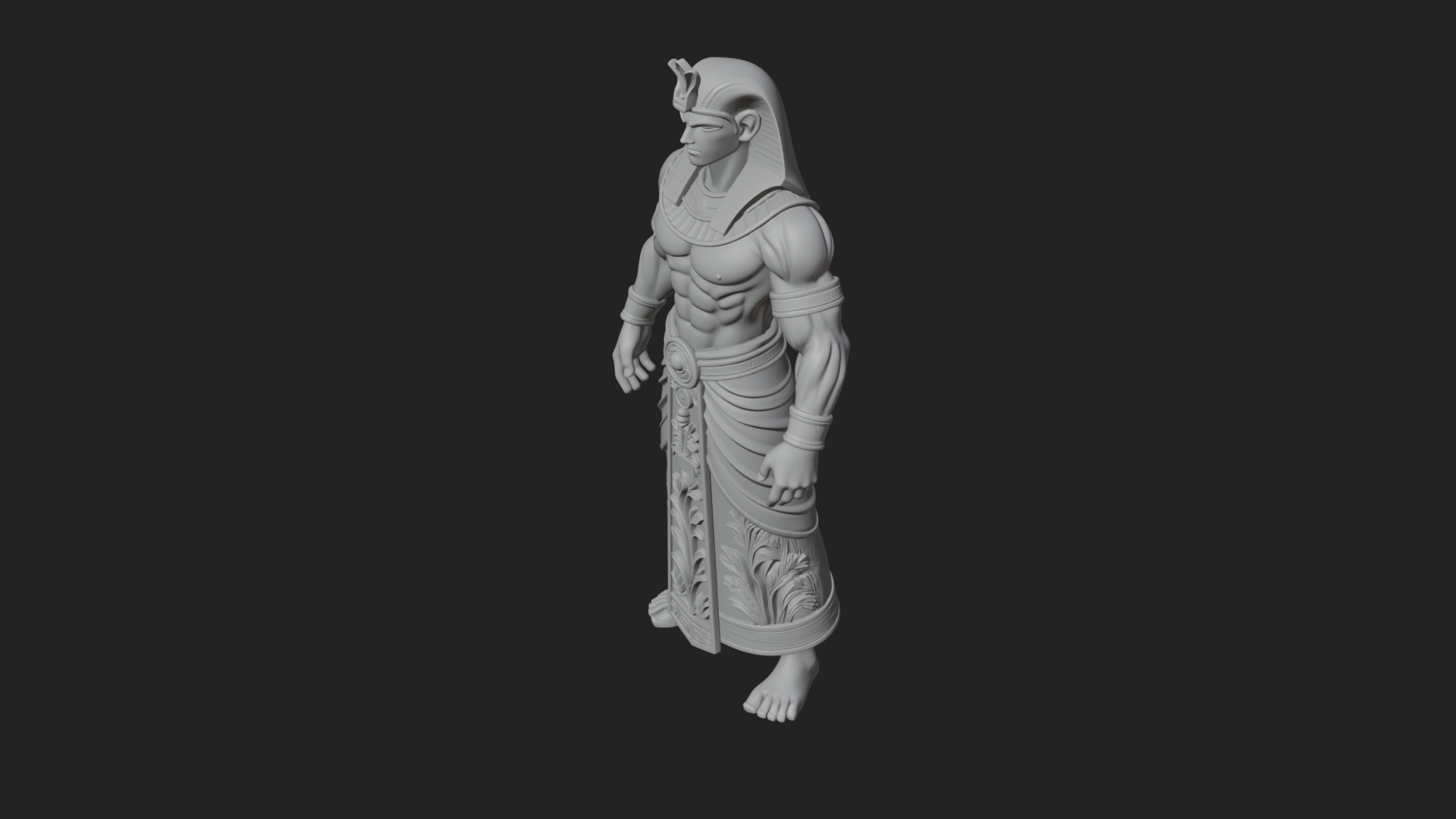 Egyptian Pharaoh Standing Statue Design 14 3D Print Model 3D Model