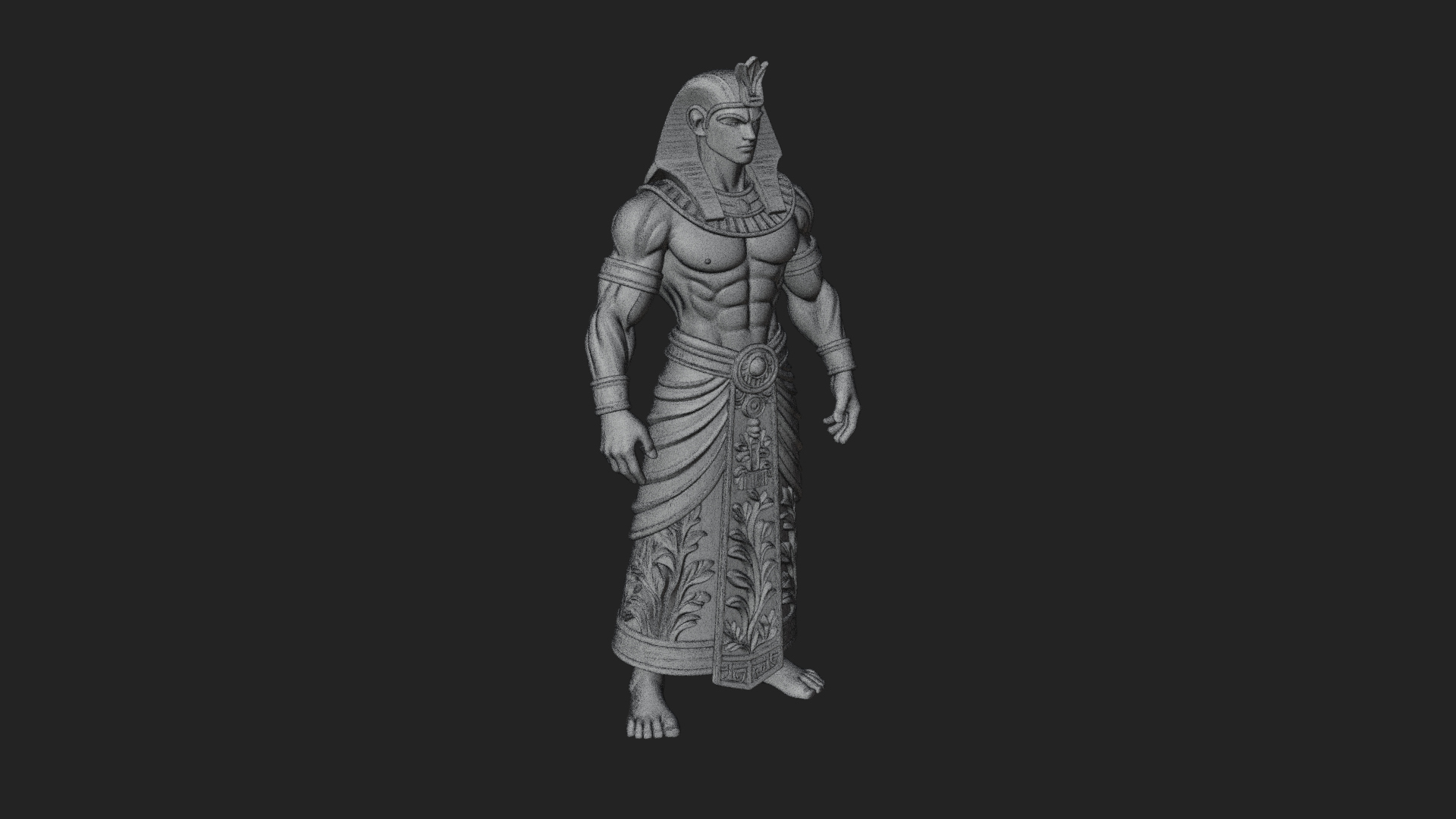 Egyptian Pharaoh Standing Statue Design 14 3D Print Model 3D Model