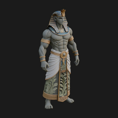 Egyptian Pharaoh Standing Statue Design 14 3D Print Model