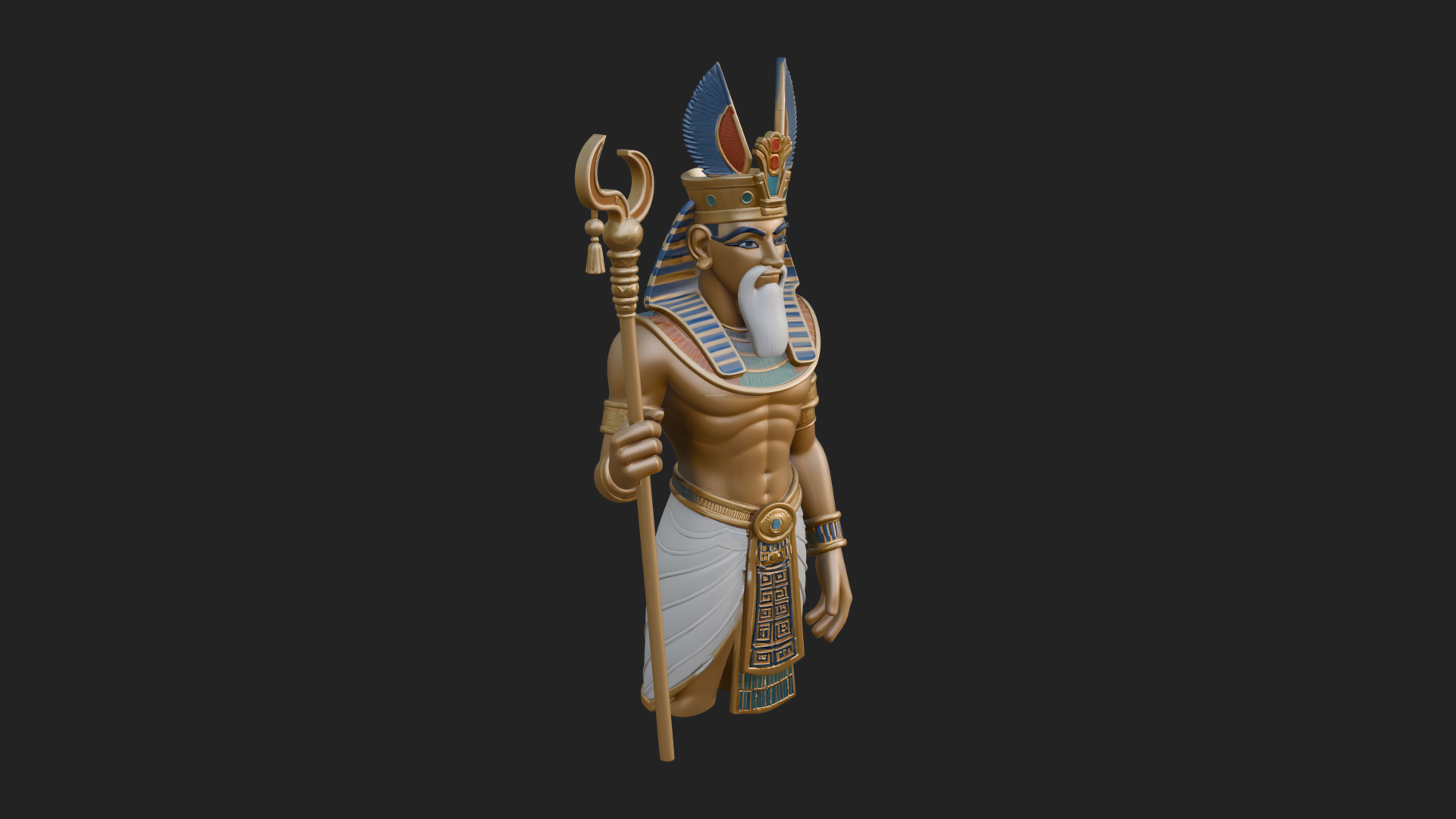 Egyptian Pharaoh Standing Statue Design 15 3D Print Model 3D Model